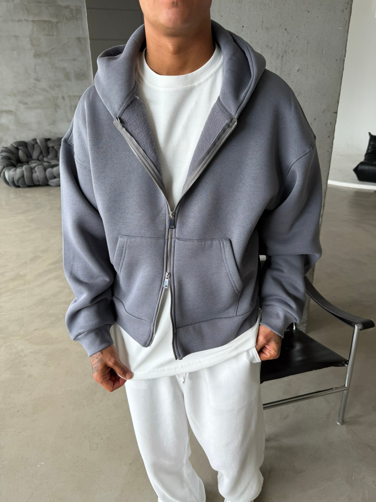 Puffer Boxy Fit Zippered Hoodie