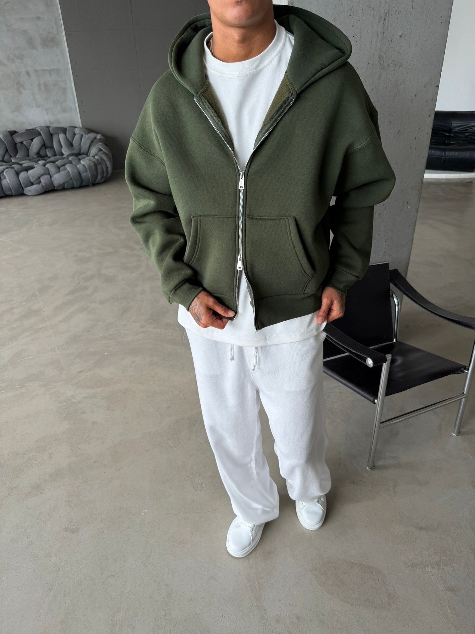 Puffer Boxy Fit Zippered Hoodie