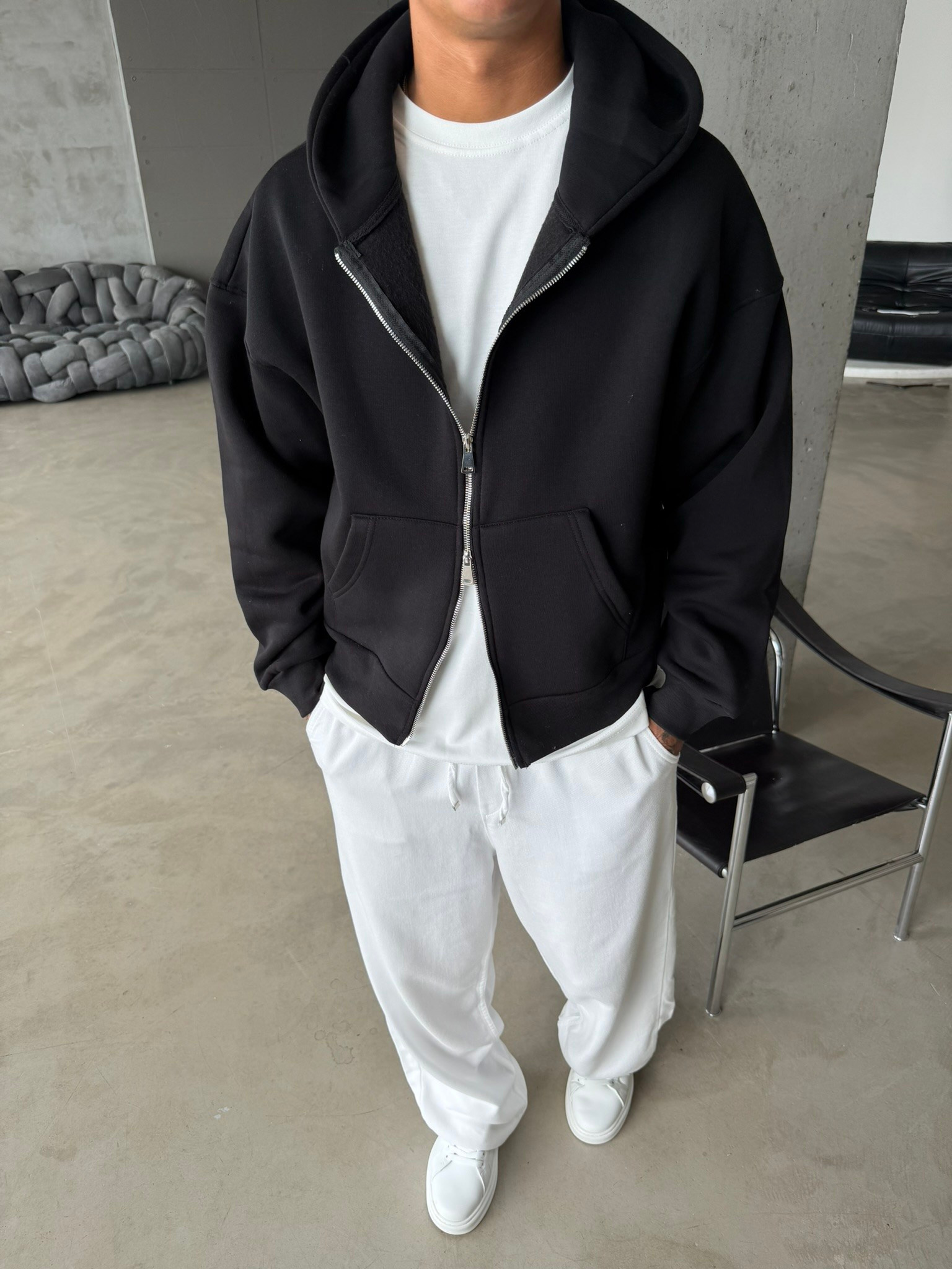 Puffer Boxy Fit Zippered Hoodie