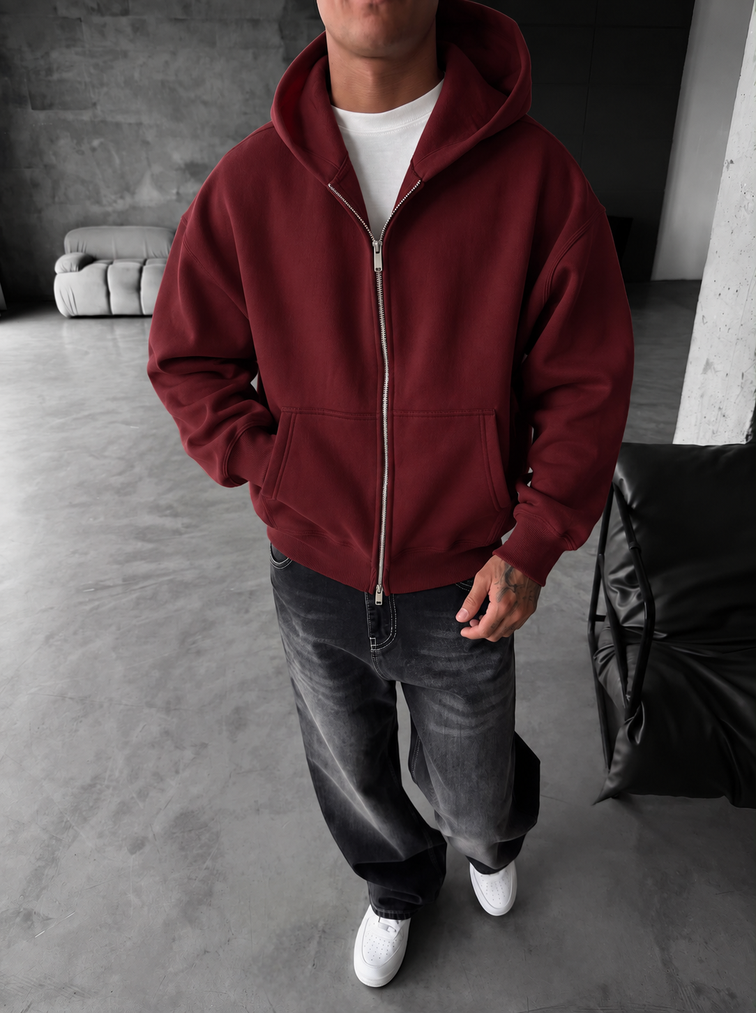 Puffer Boxy Fit Zippered Hoodie