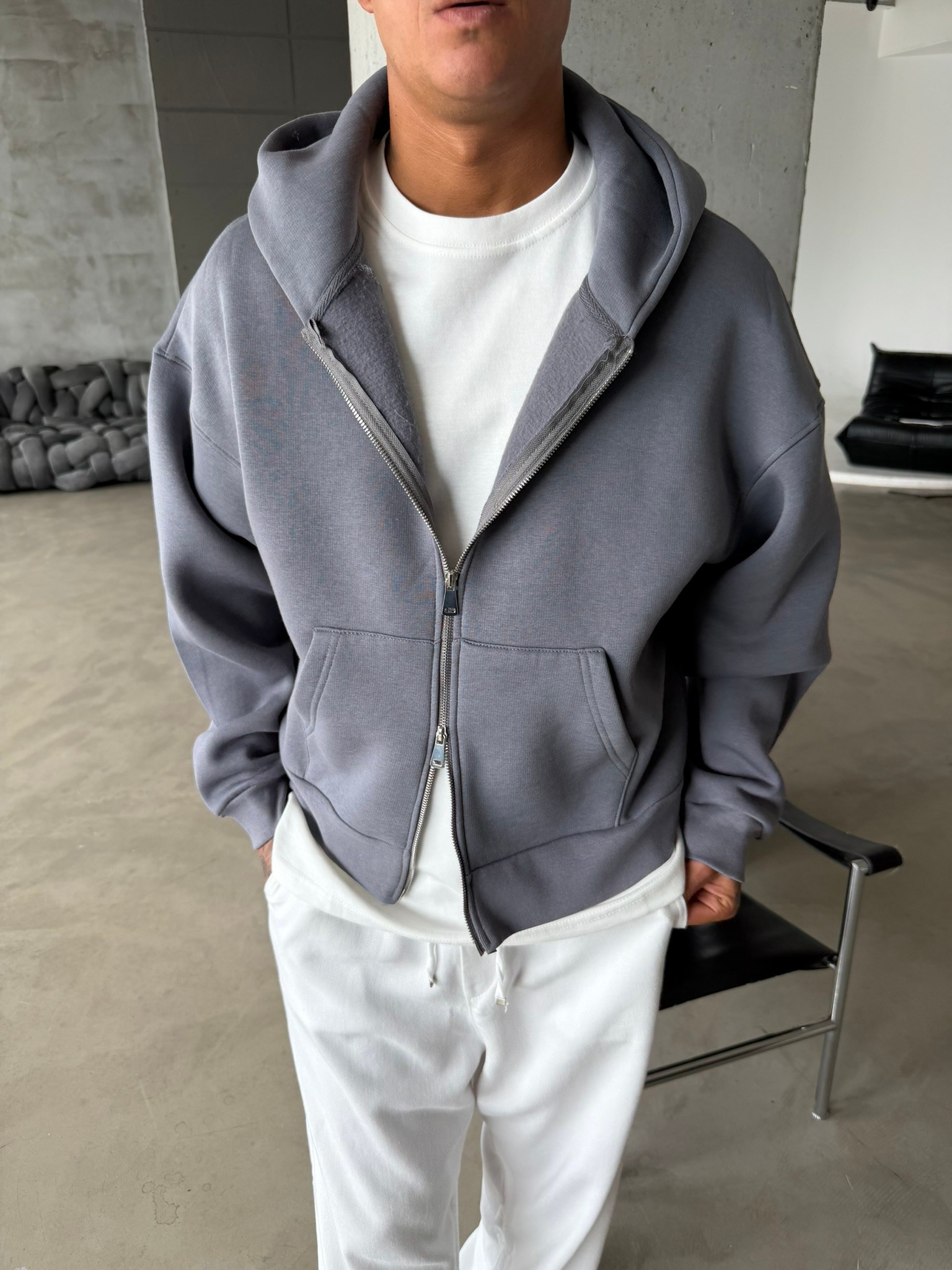 Puffer Boxy Fit Zippered Hoodie