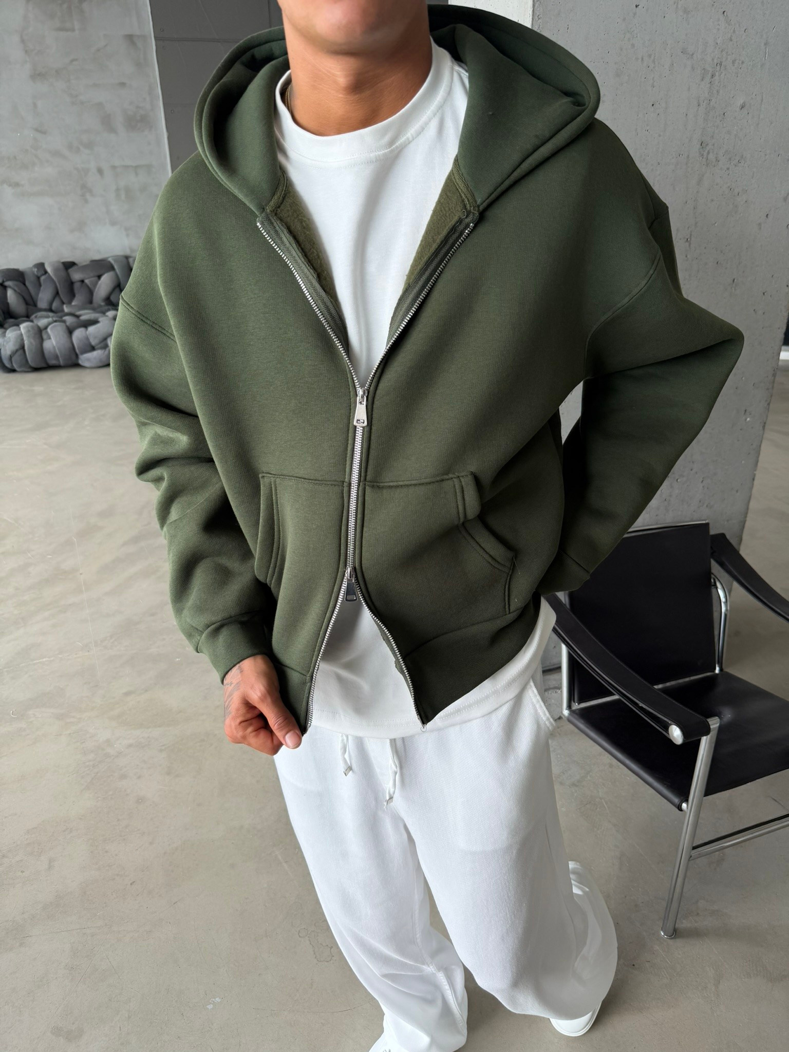 Puffer Boxy Fit Zippered Hoodie