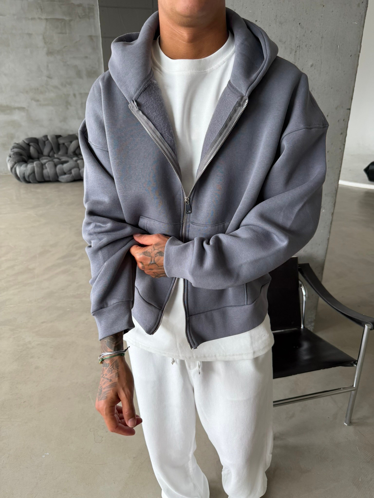 Puffer Boxy Fit Zippered Hoodie