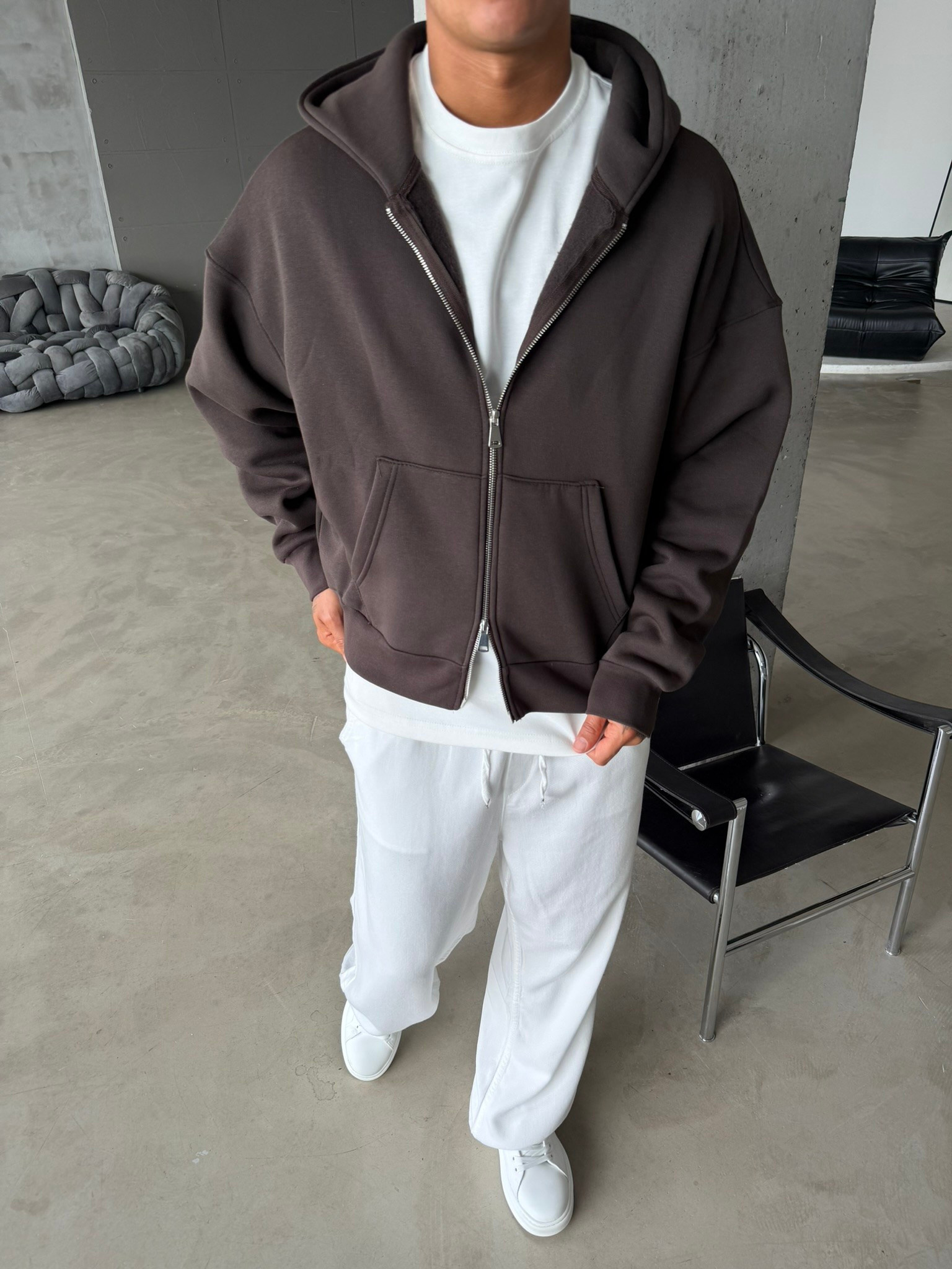 Puffer Boxy Fit Zippered Hoodie