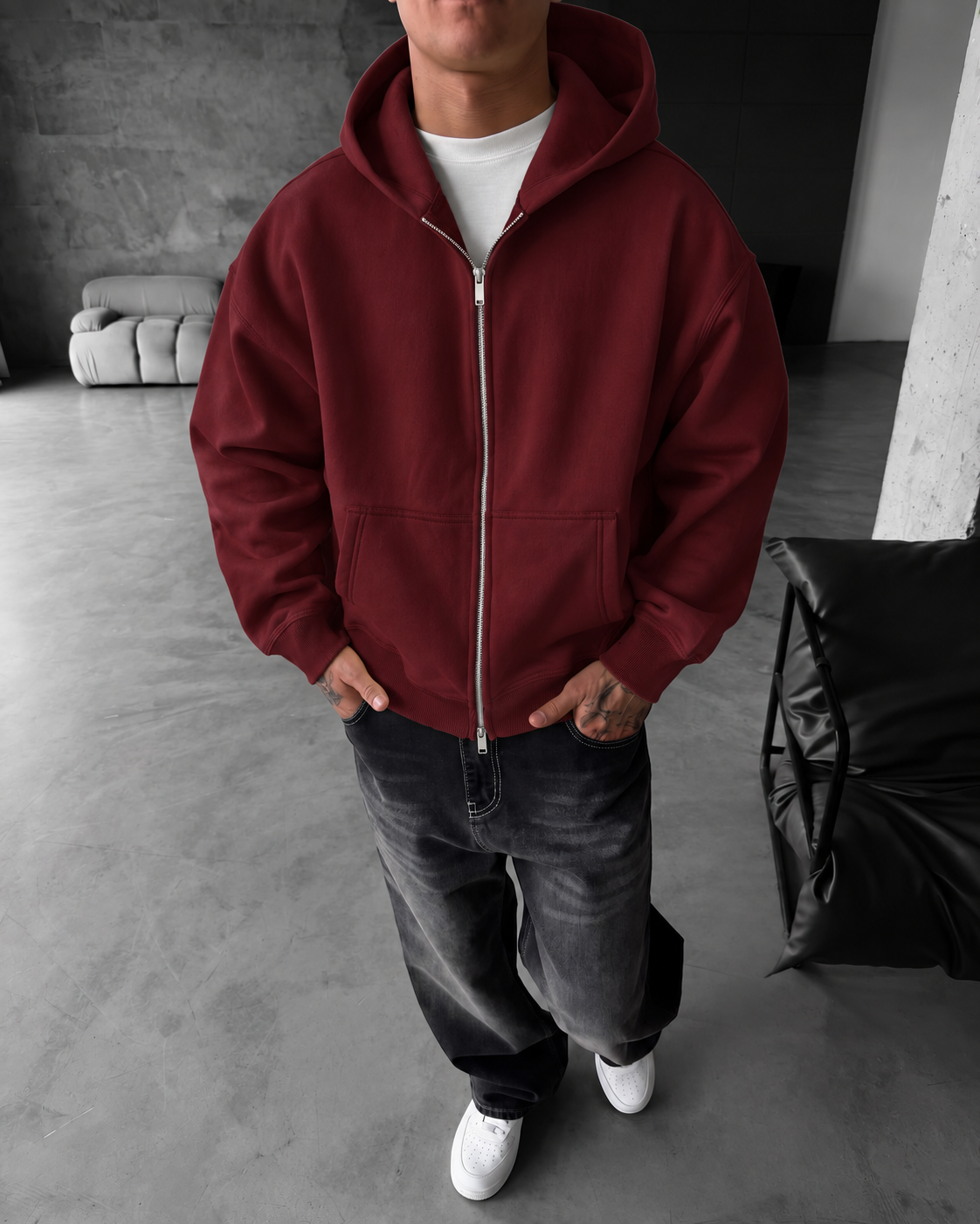 Puffer Boxy Fit Zippered Hoodie