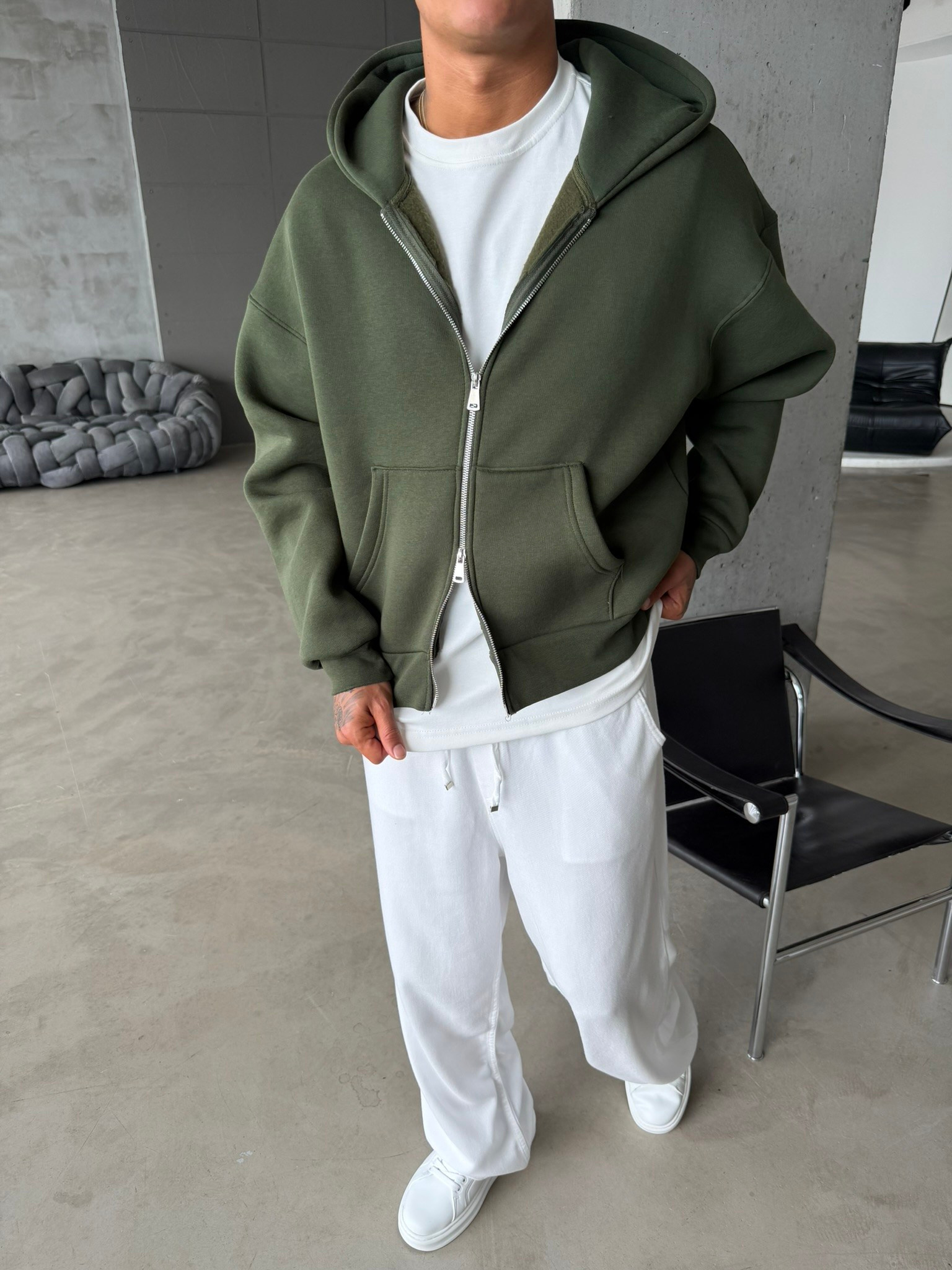 Puffer Boxy Fit Zippered Hoodie