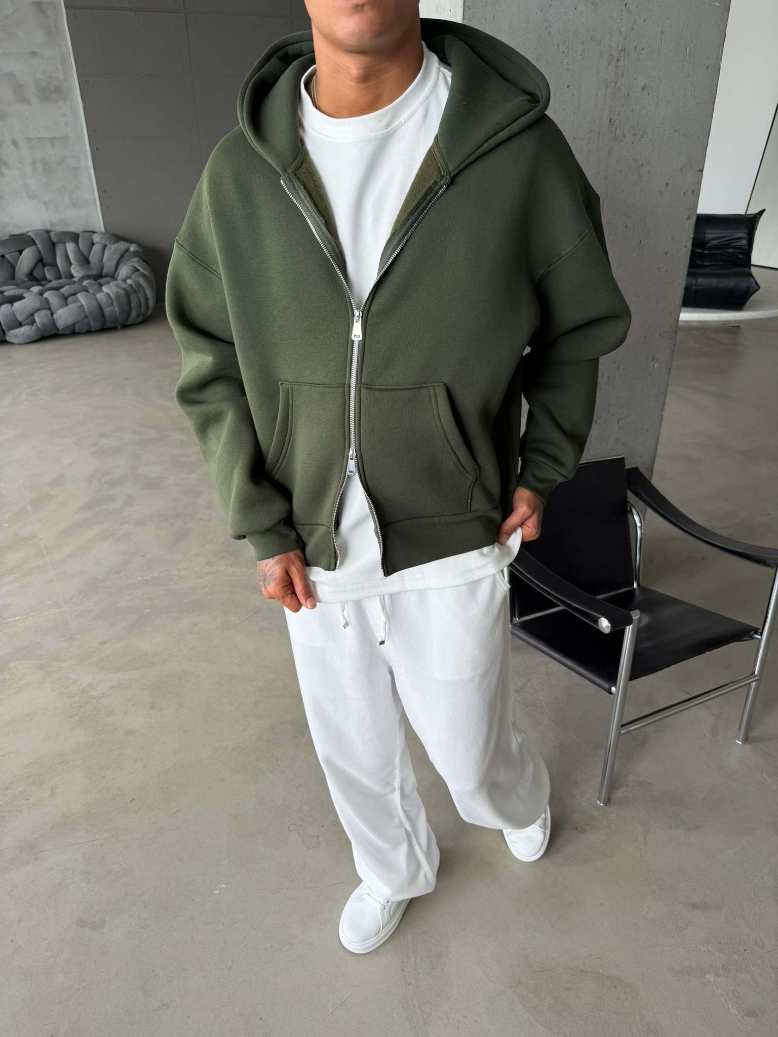 Puffer Boxy Fit Zippered Hoodie