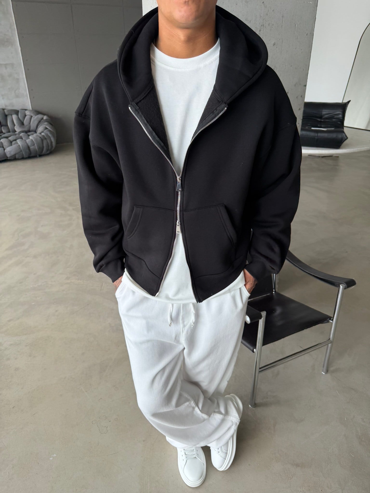 Puffer Boxy Fit Zippered Hoodie