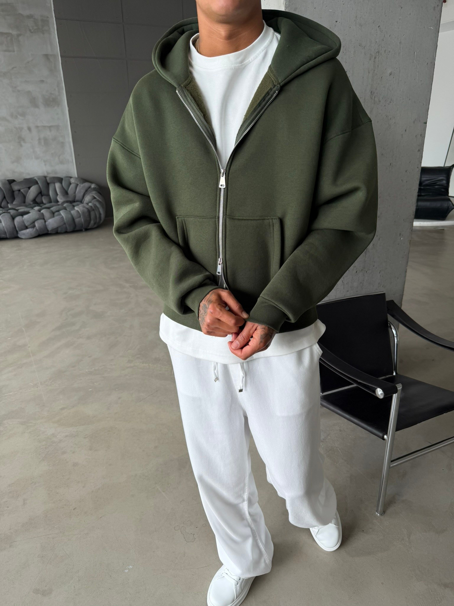 Puffer Boxy Fit Zippered Hoodie