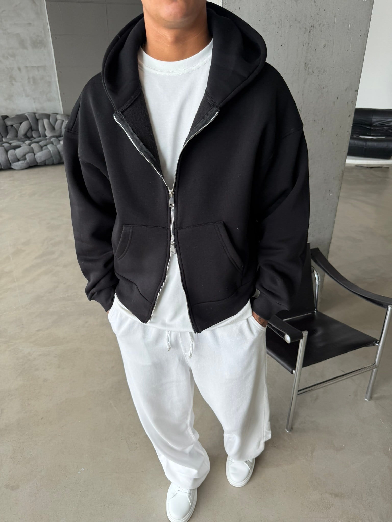 Puffer Boxy Fit Zippered Hoodie