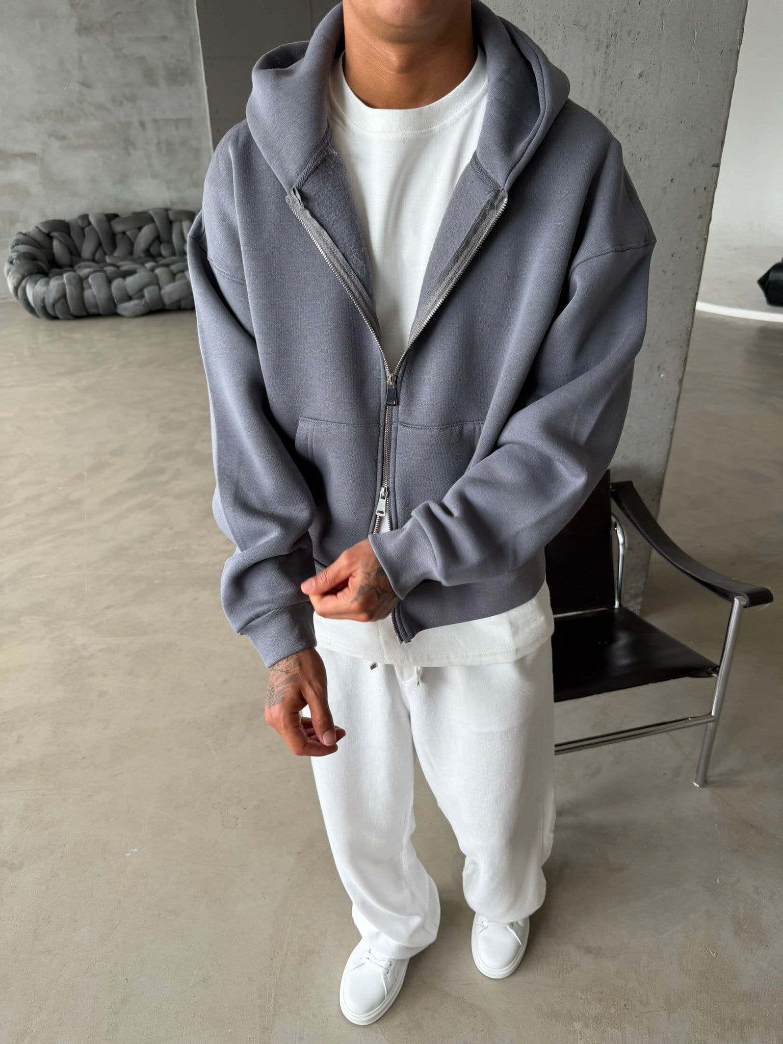 Puffer Boxy Fit Zippered Hoodie