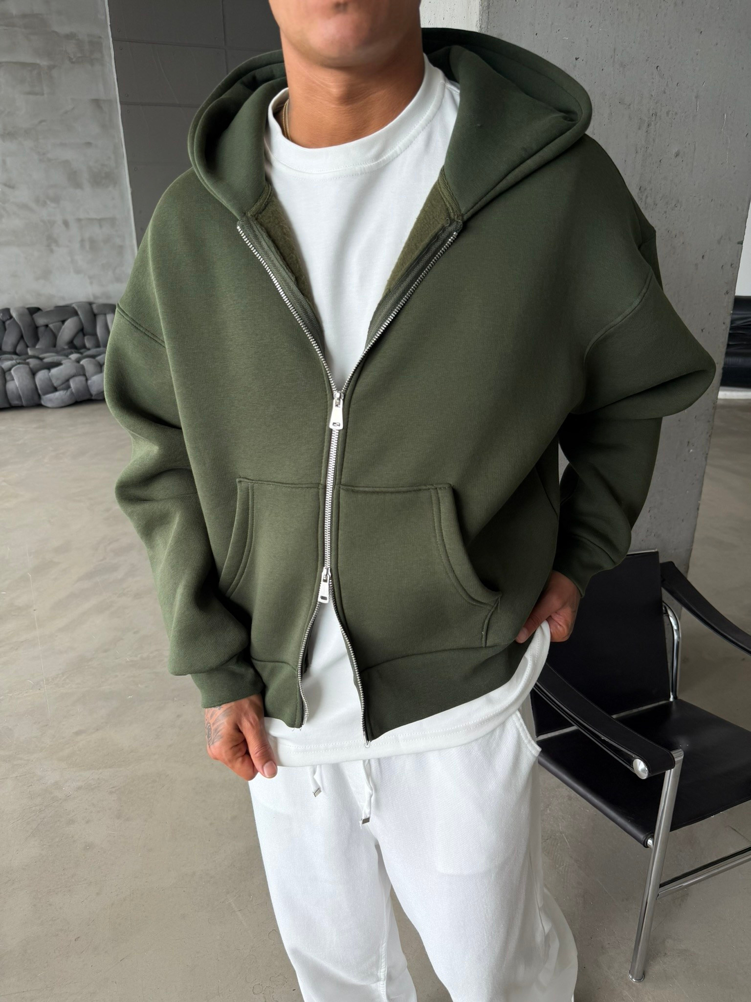 Puffer Boxy Fit Zippered Hoodie