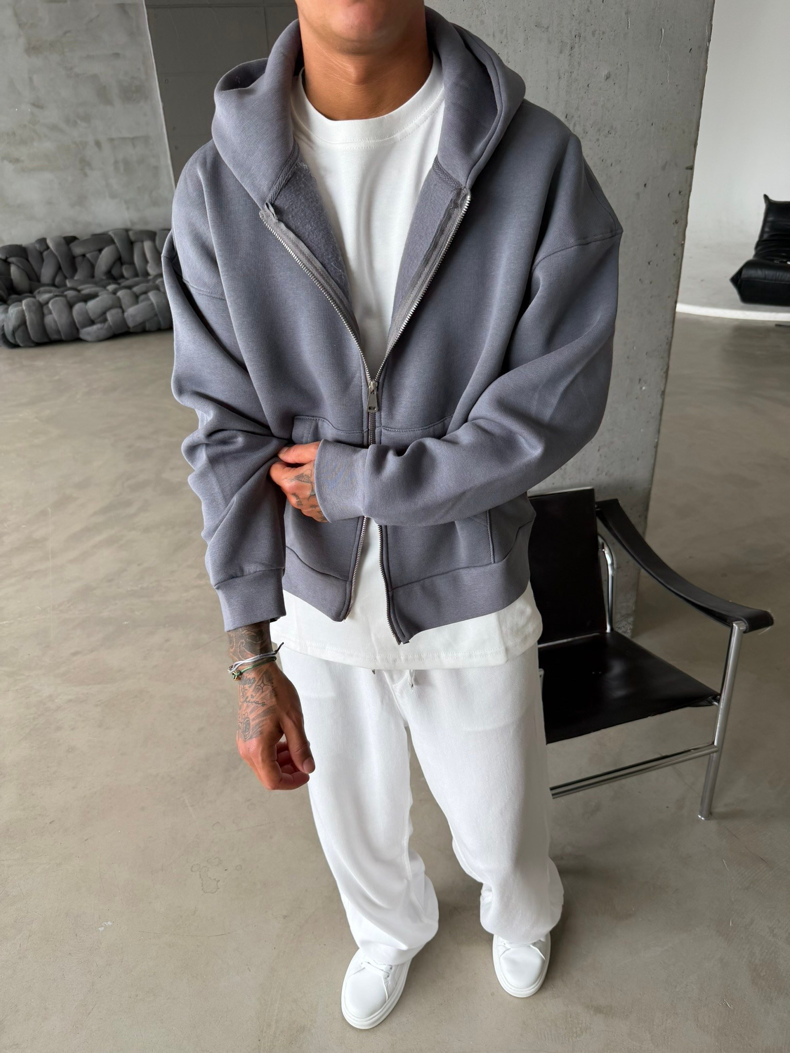 Puffer Boxy Fit Zippered Hoodie