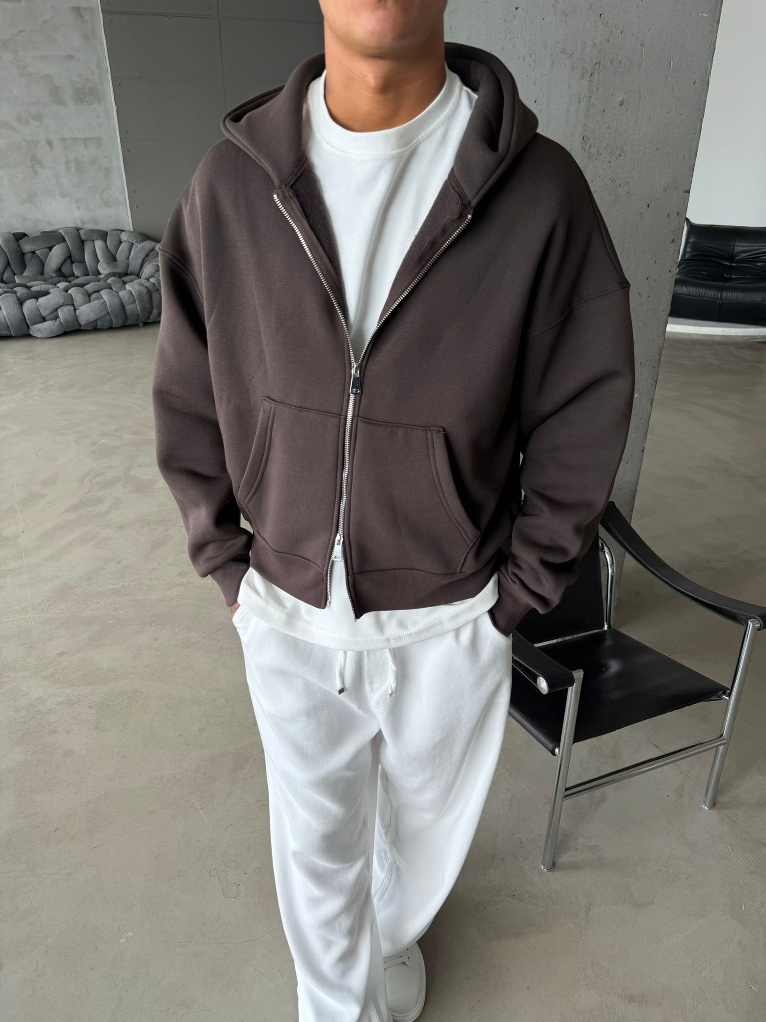 Puffer Boxy Fit Zippered Hoodie