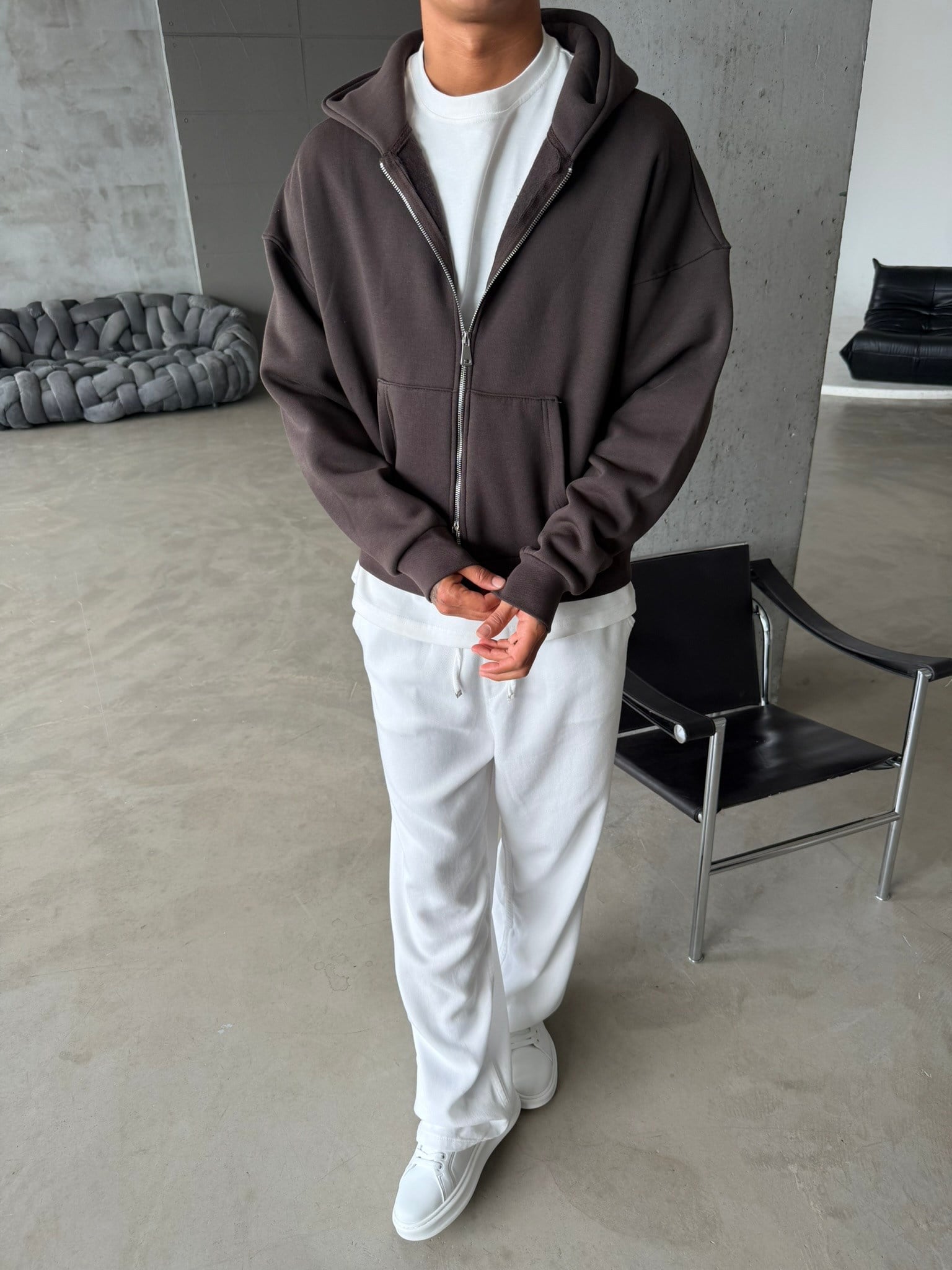Puffer Boxy Fit Zippered Hoodie