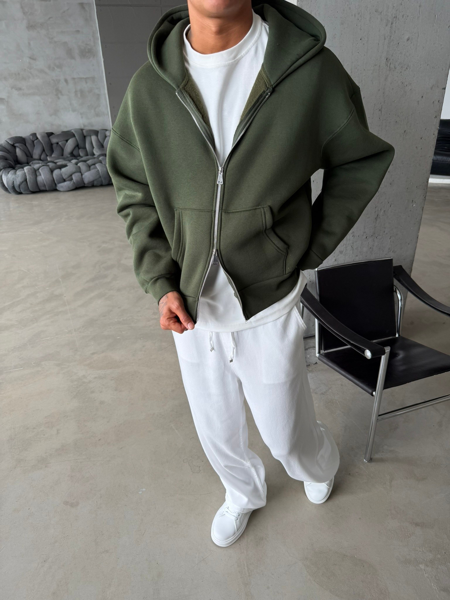 Puffer Boxy Fit Zippered Hoodie