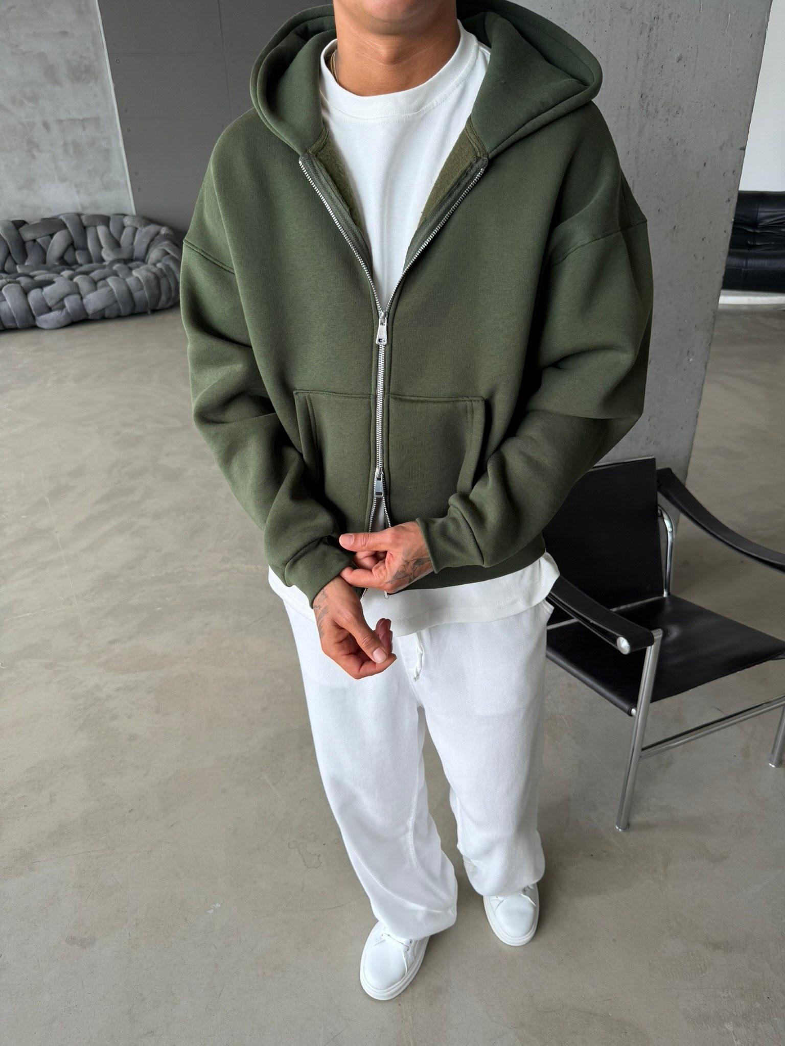 Puffer Boxy Fit Zippered Hoodie