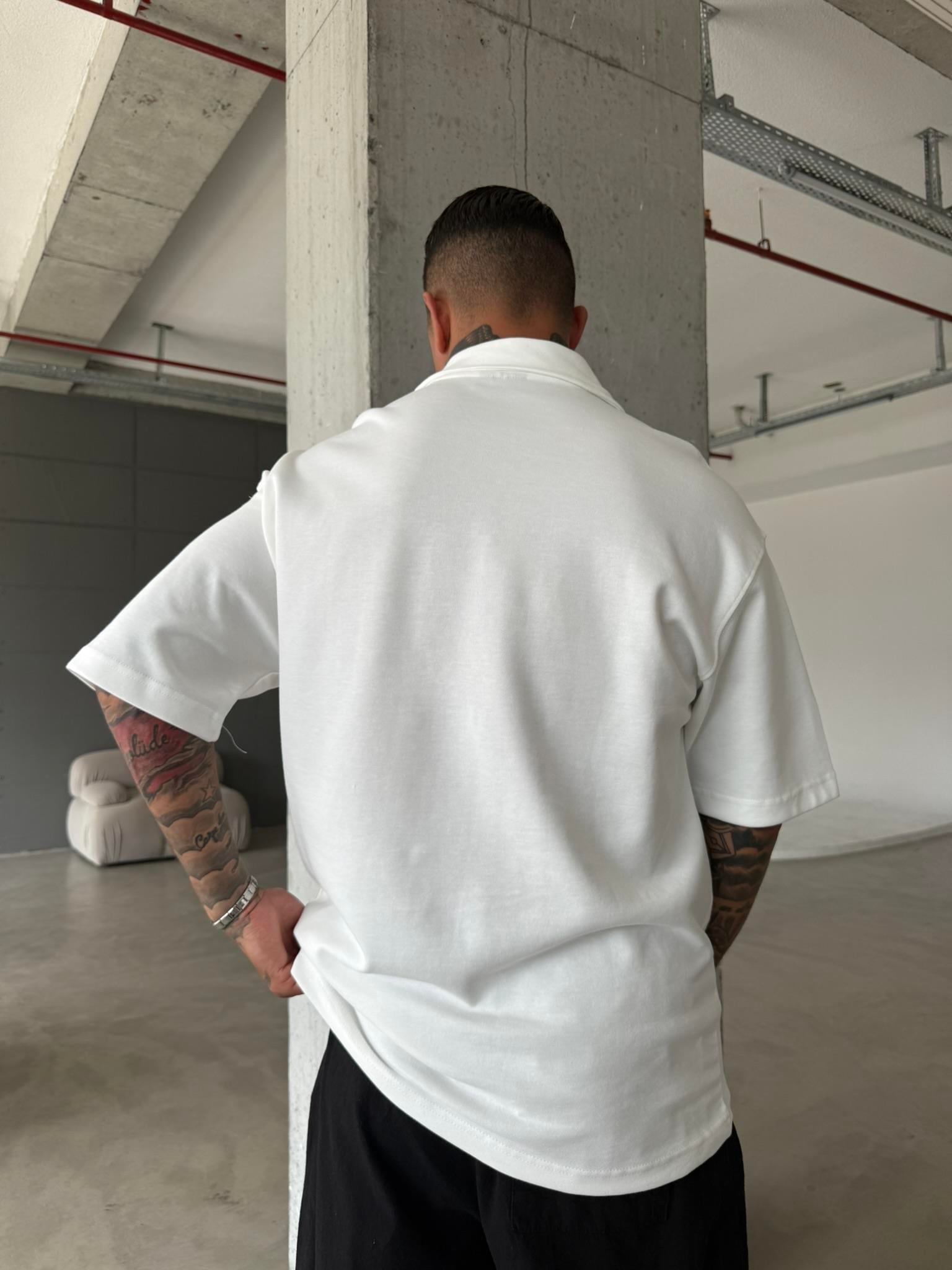 Quit Place Polo Yaka T-Shrit - Beyaz