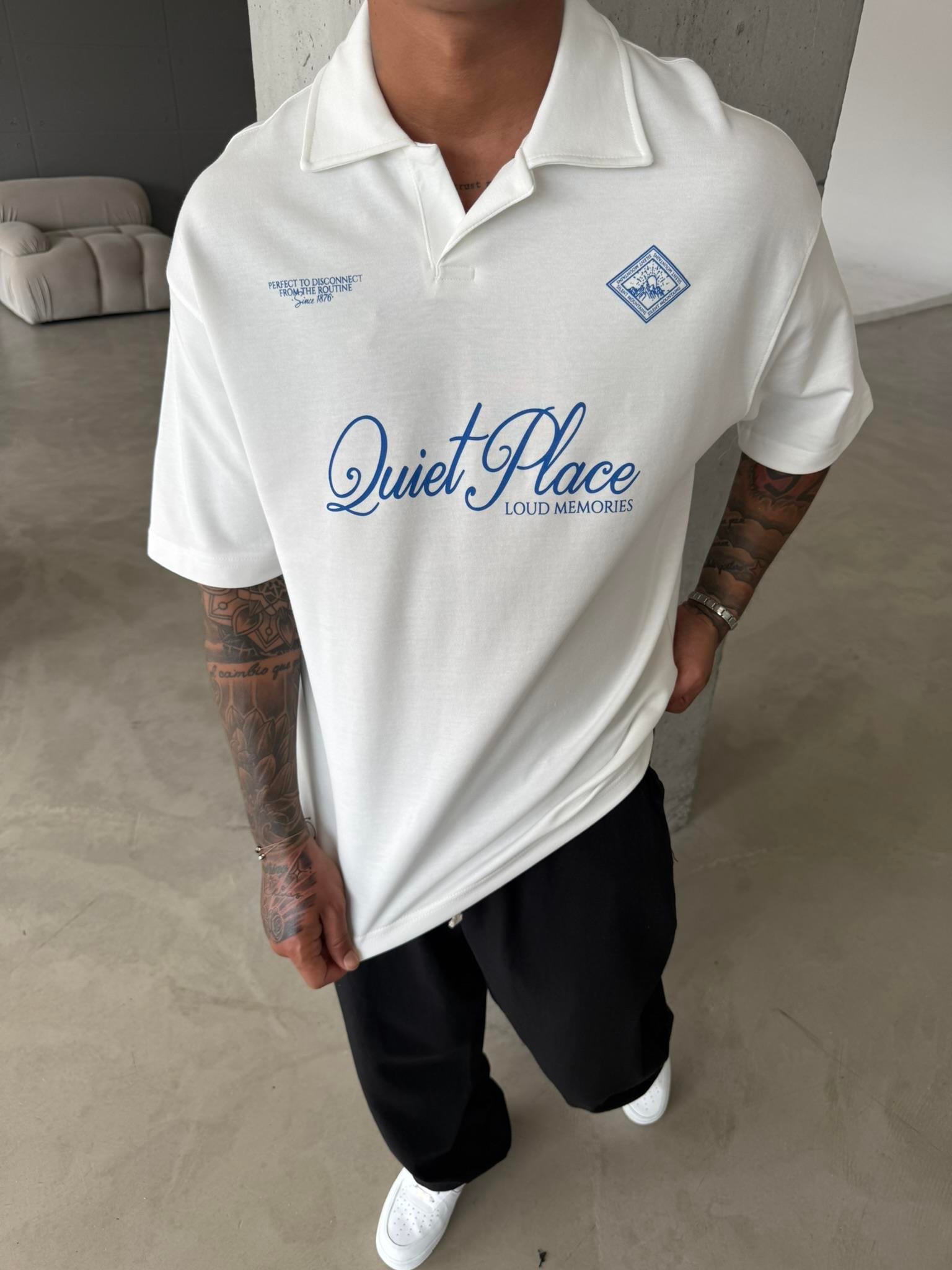 Quit Place Polo Yaka T-Shrit - Beyaz
