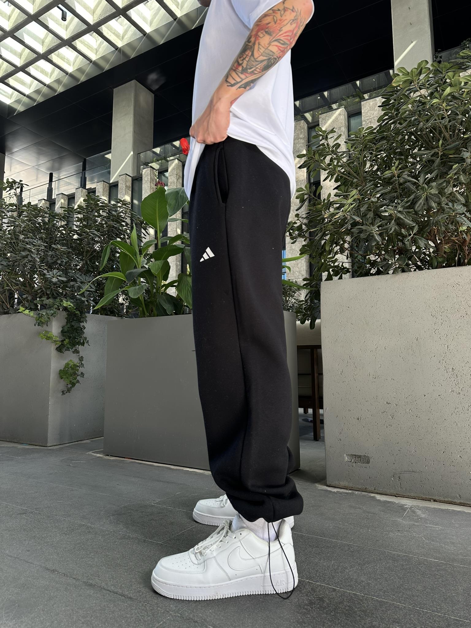 Reflektör Baskı Baggy Stoper Paça Eşofman Altı-Siyah