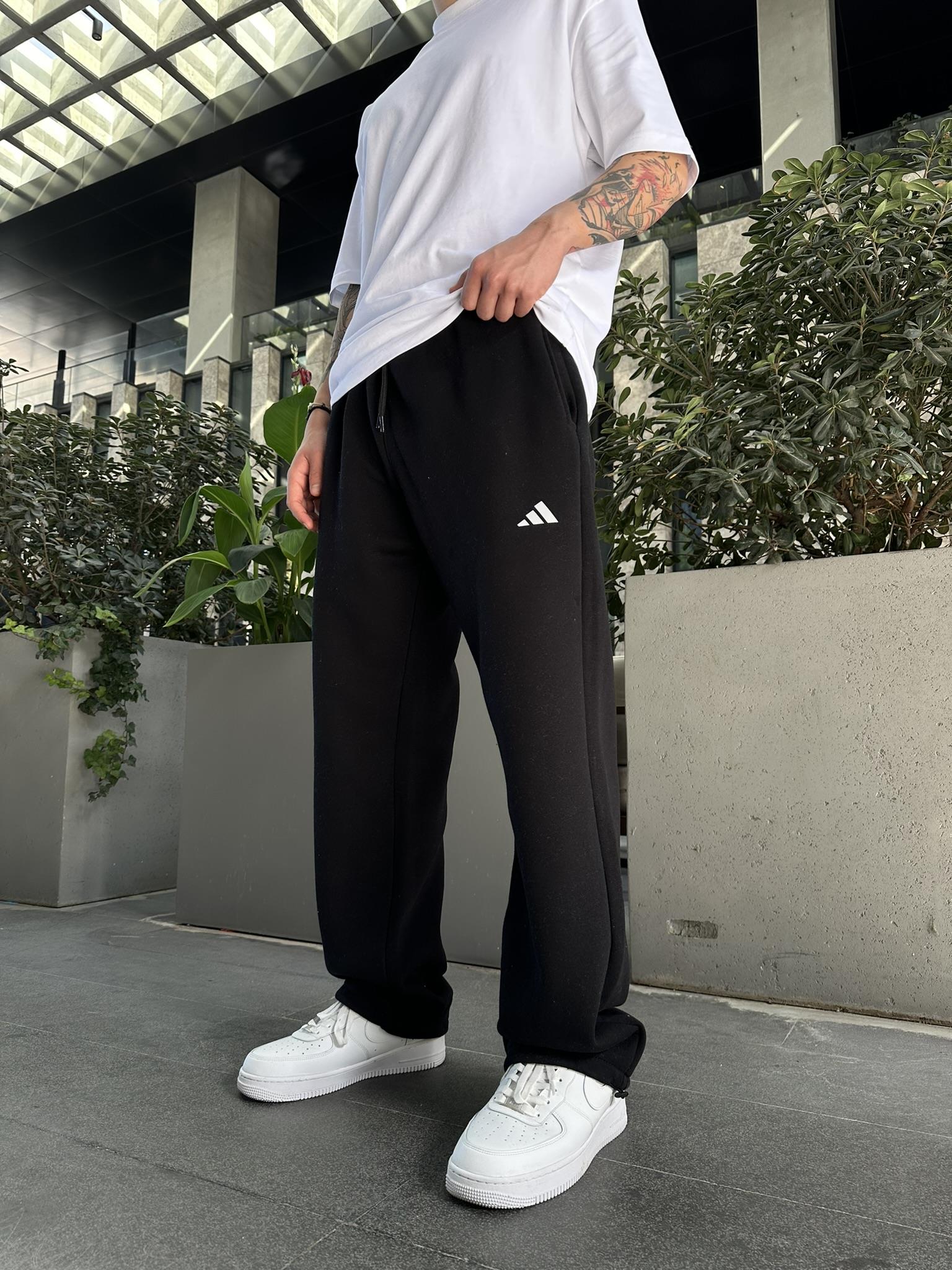 Reflektör Baskı Baggy Stoper Paça Eşofman Altı-Siyah