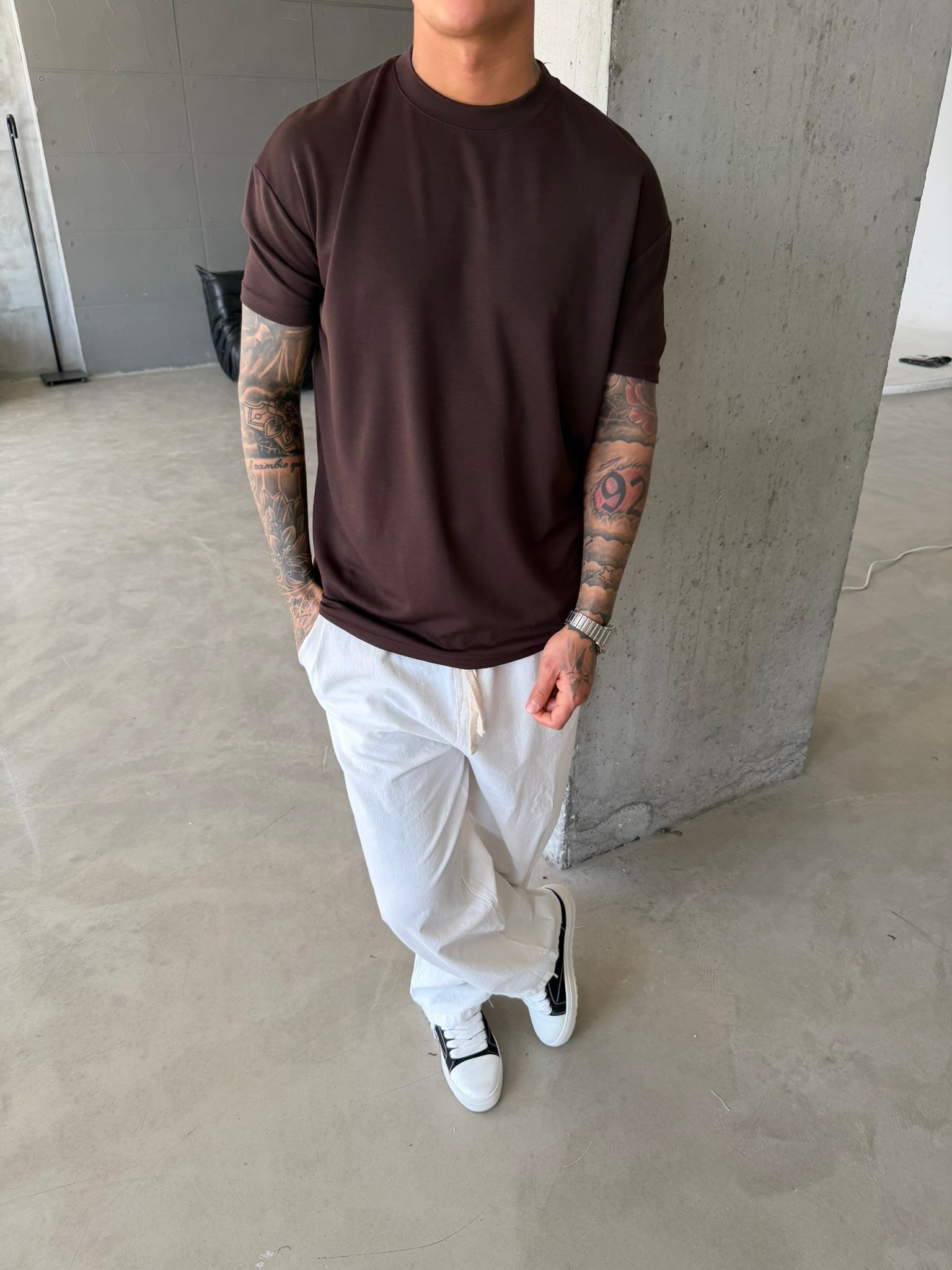 Regular Fit Basic T-Shirt - Kahve