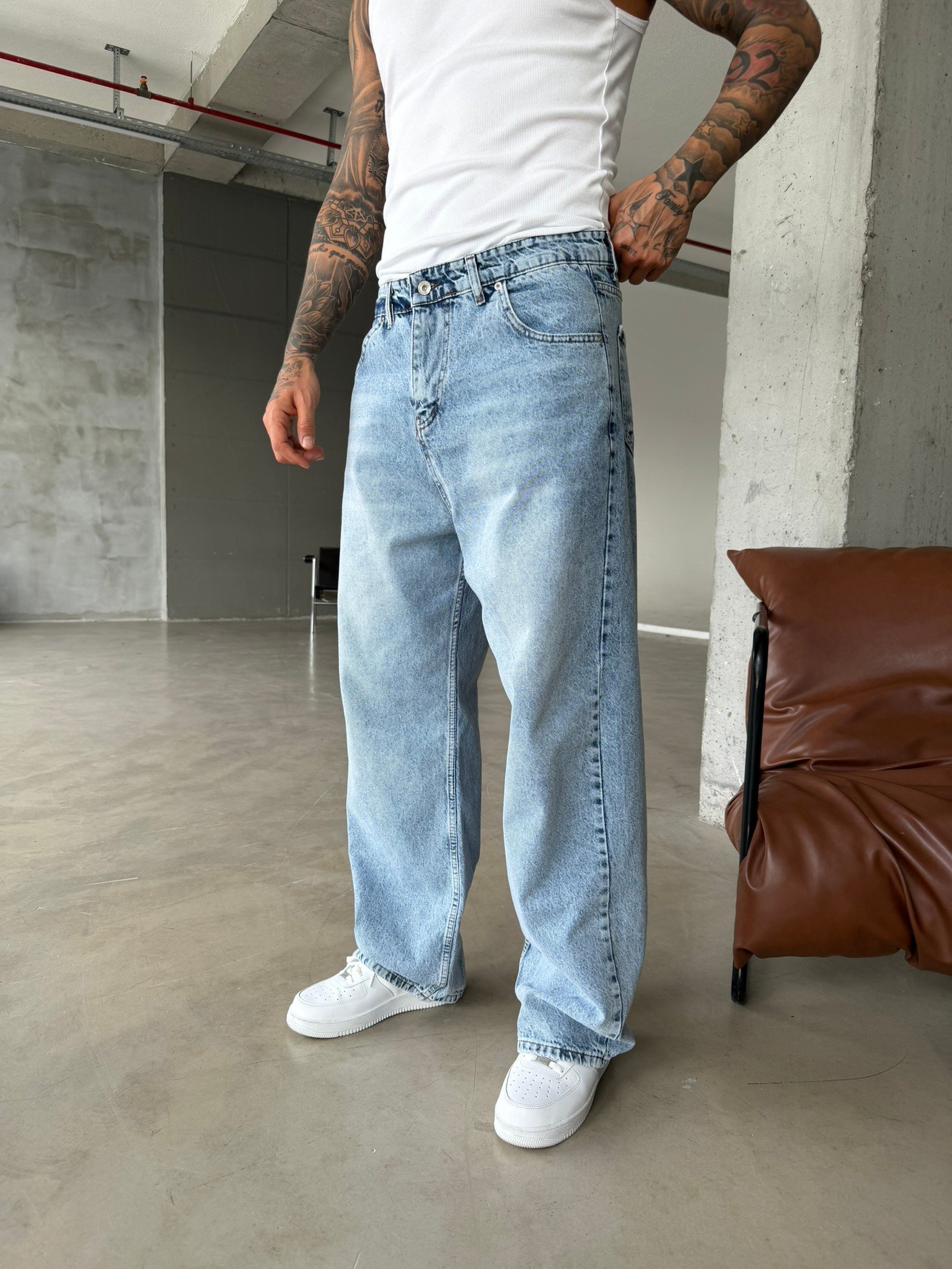 Relax Fit Baggy Premium Pantolon - Mavi