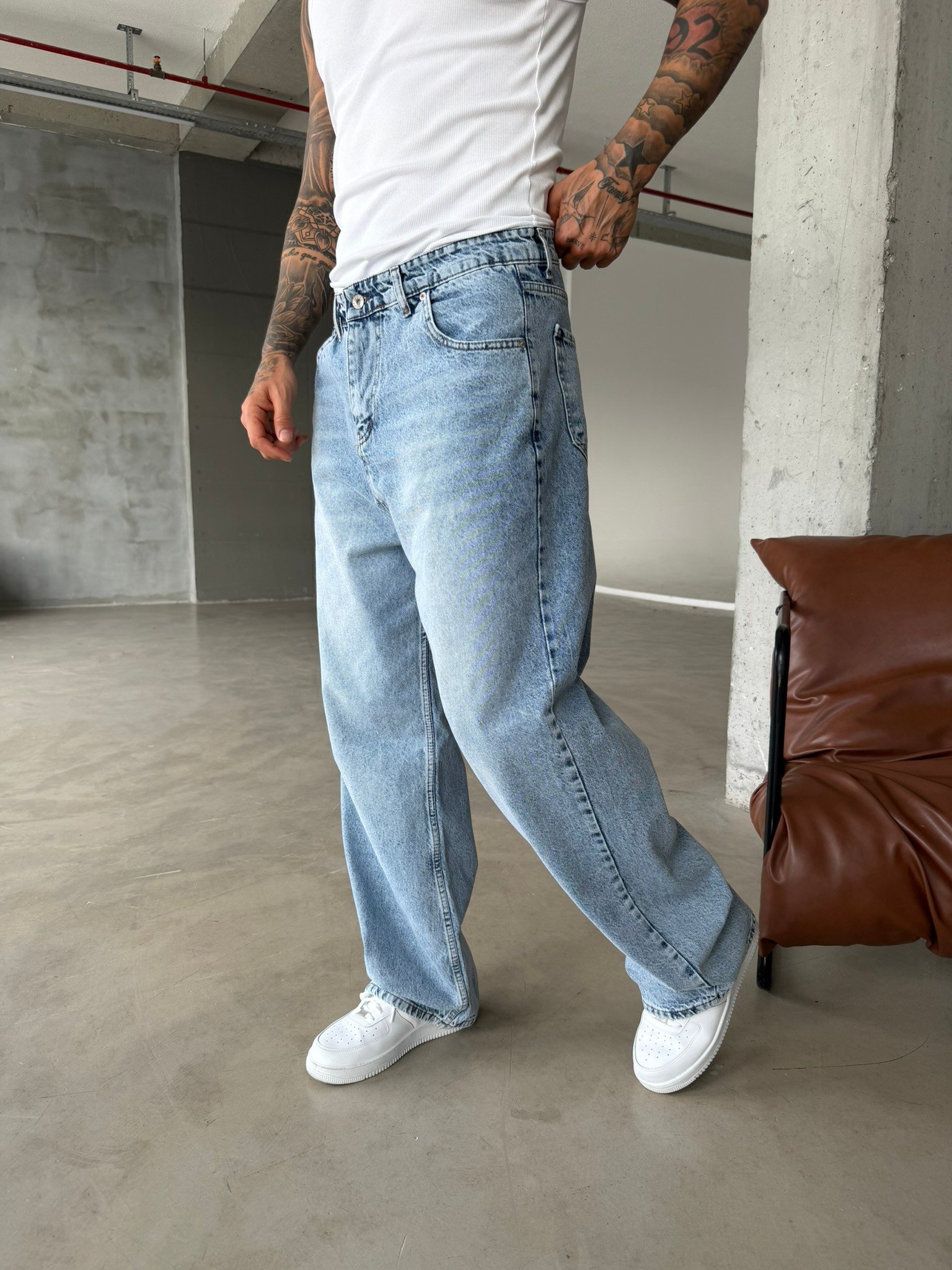 Relax Fit Baggy Premium Pantolon - Mavi