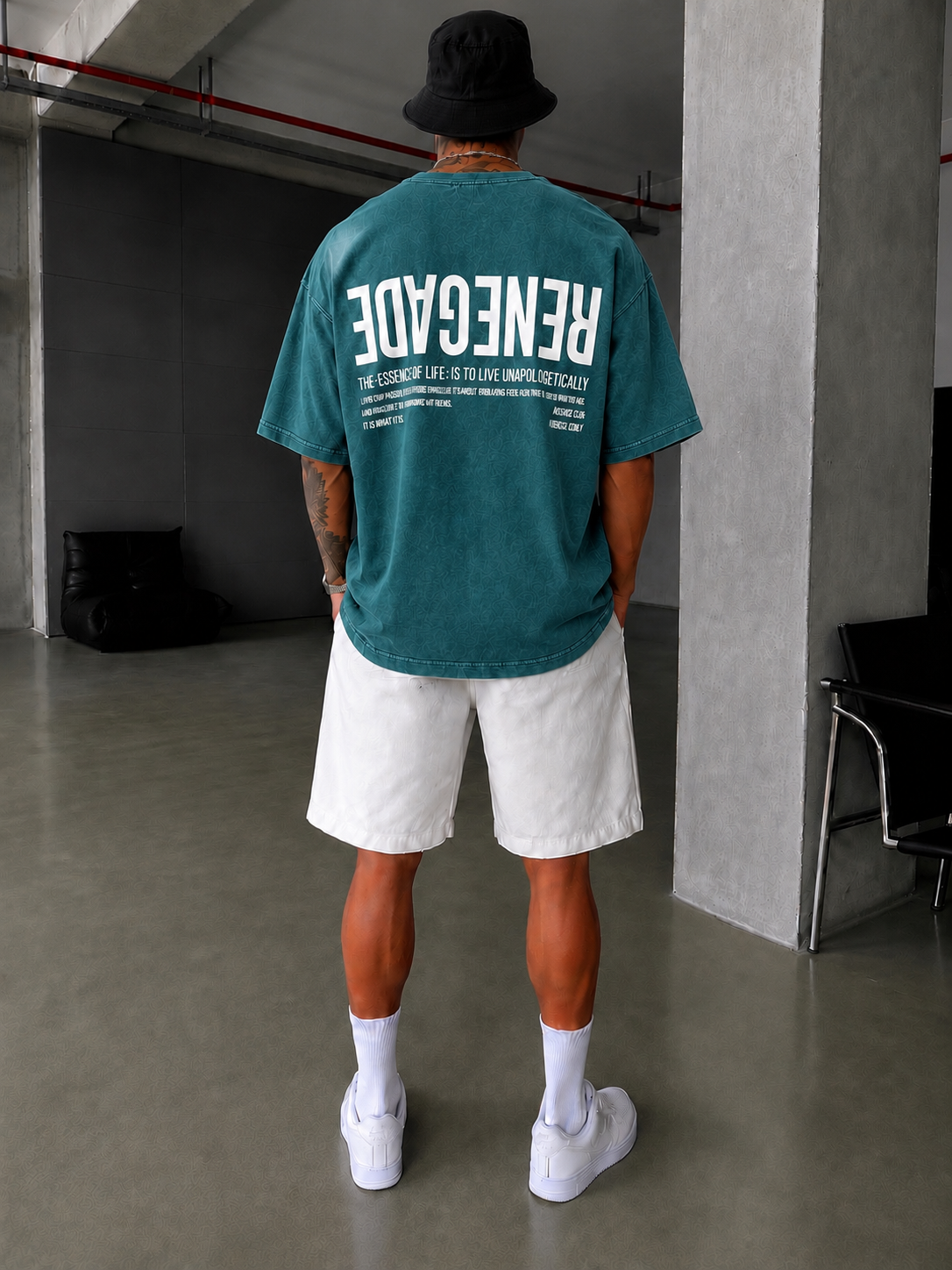 Renegade Yıkamalı Oversize T-Shirt -Yeşil