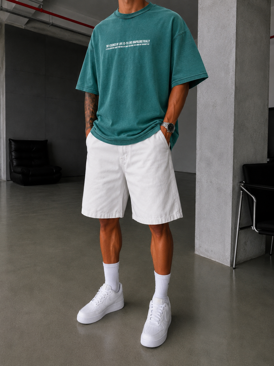 Renegade Yıkamalı Oversize T-Shirt -Yeşil