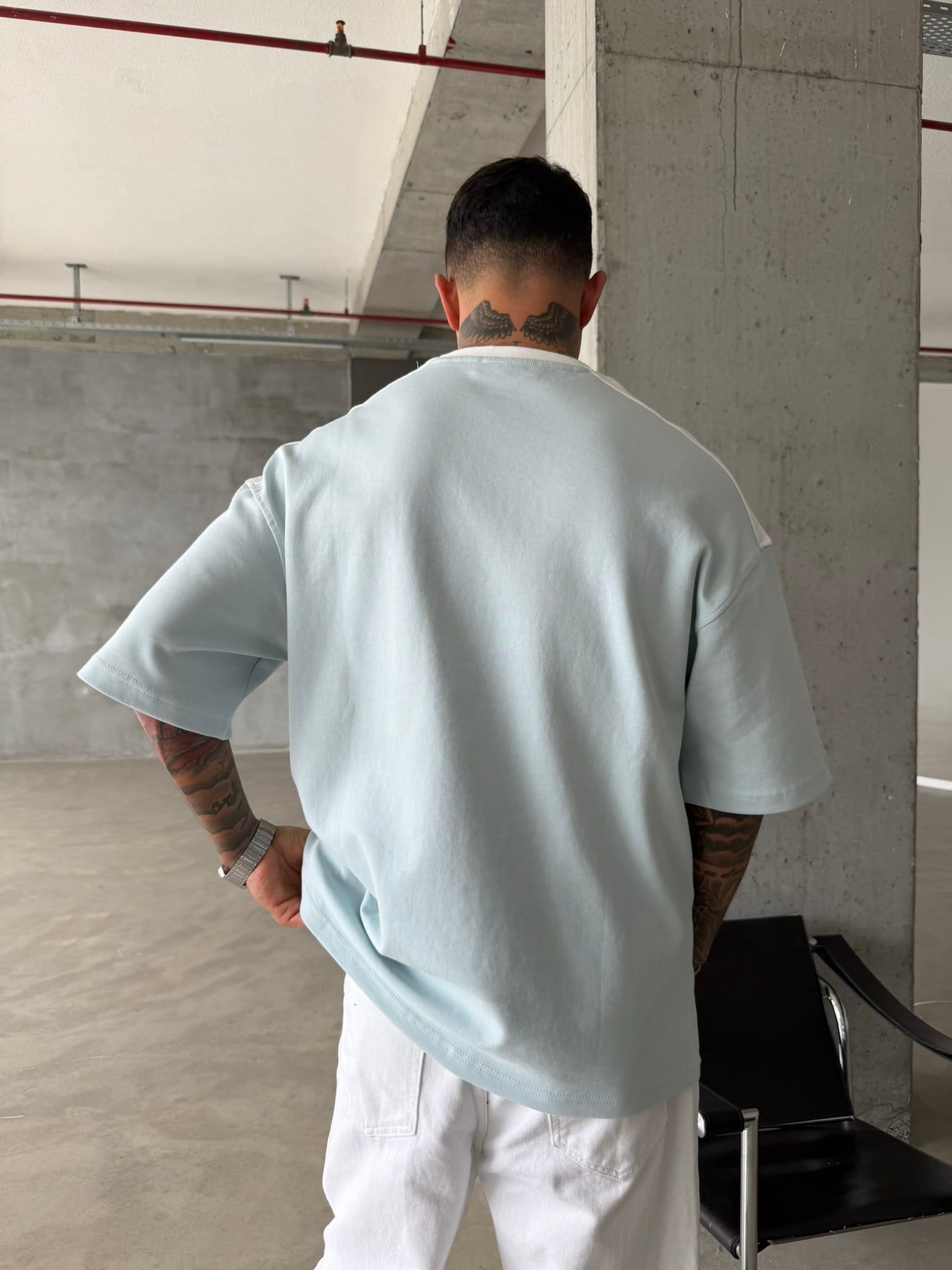 Retro AFA Style Basic T-Shirt - Bebe Mavi