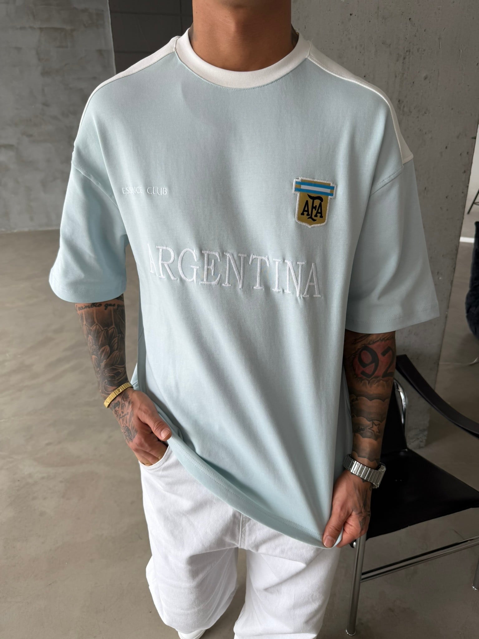 Retro AFA Style Basic T-Shirt - Bebe Mavi