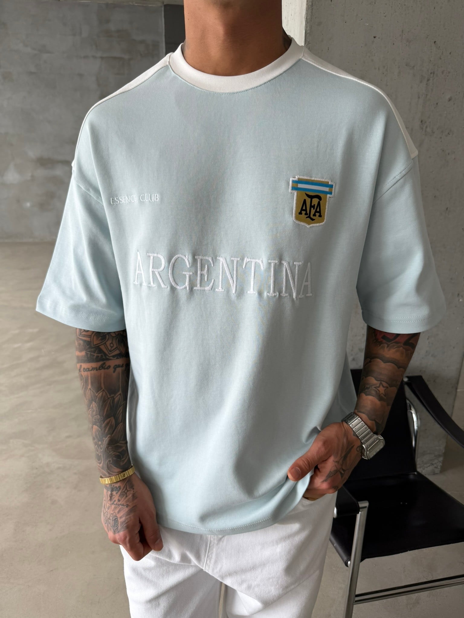 Retro AFA Style Basic T-Shirt - Bebe Mavi