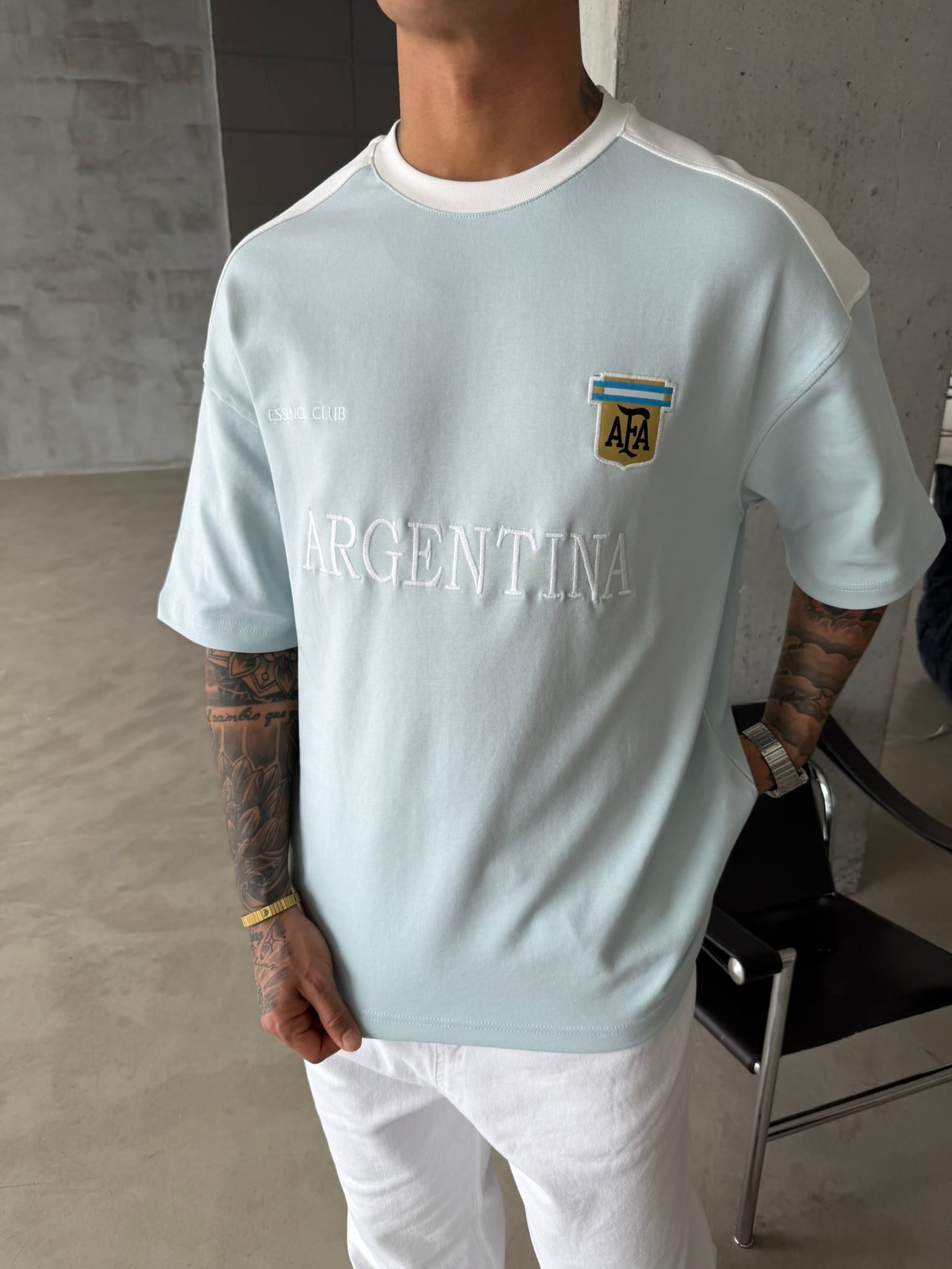 Retro AFA Style Basic T-Shirt - Bebe Mavi