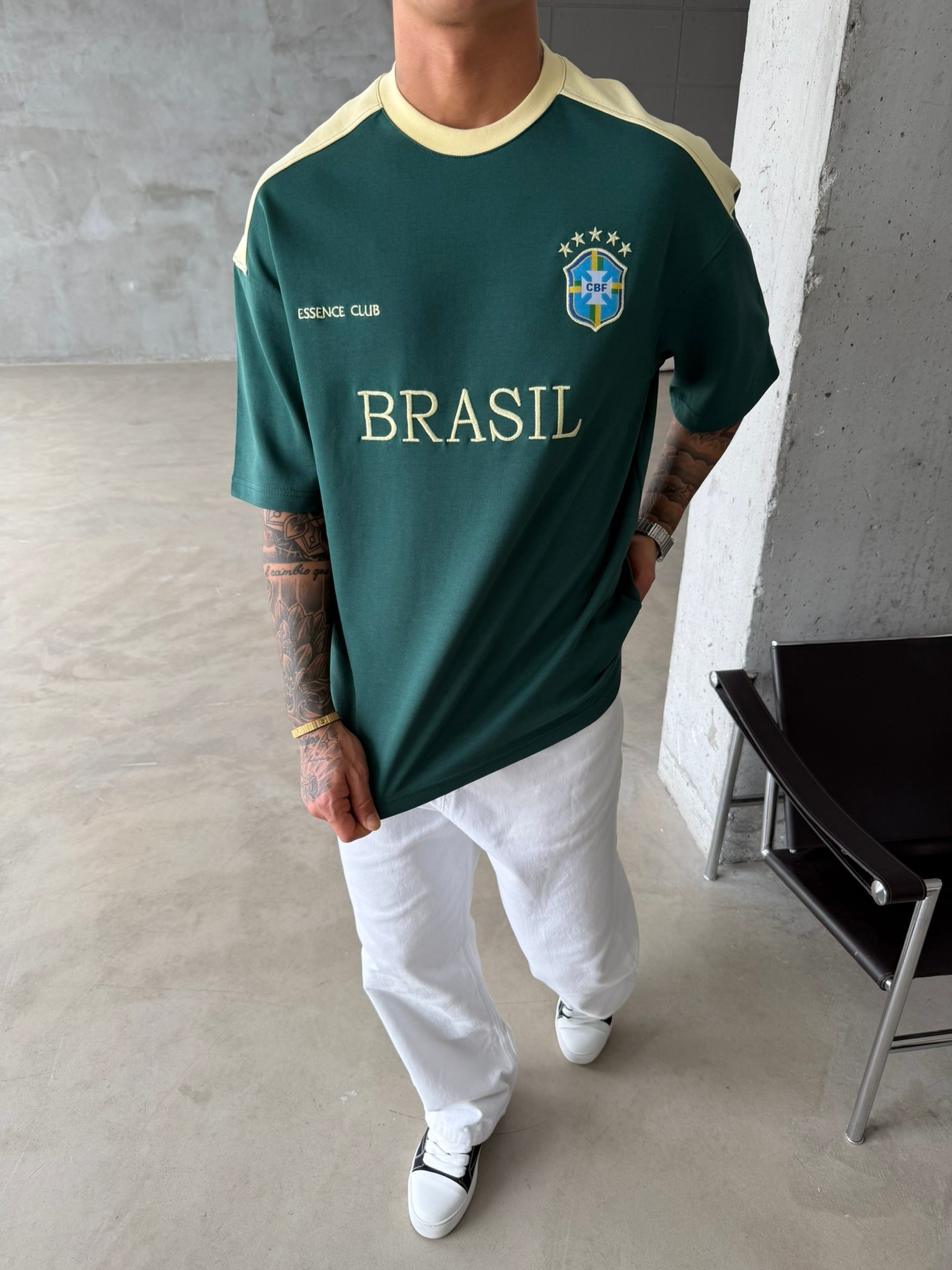 Retro BRASIL Style Basic T-Shirt - Sarı