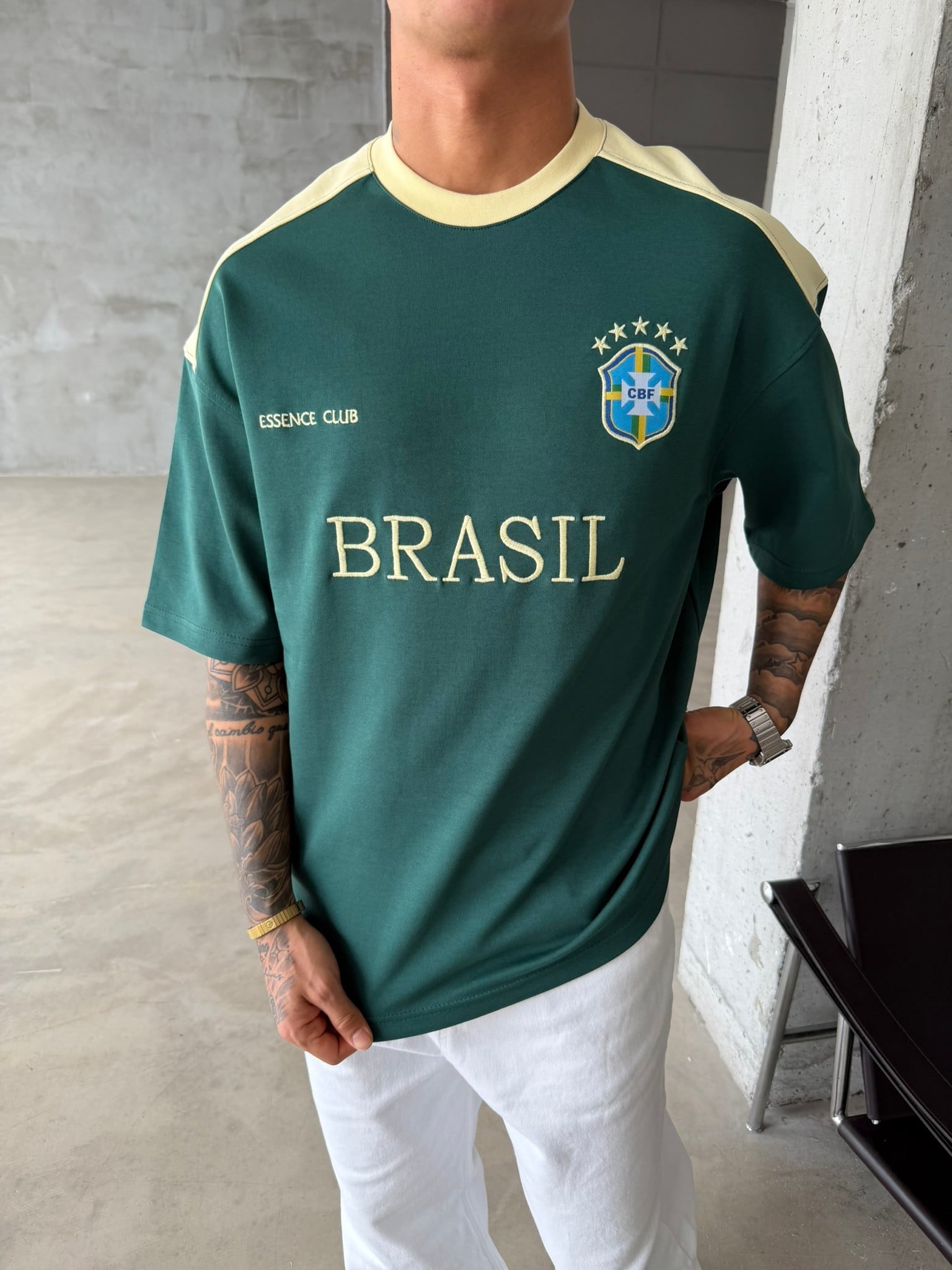Retro BRASIL Style Basic T-Shirt - Sarı