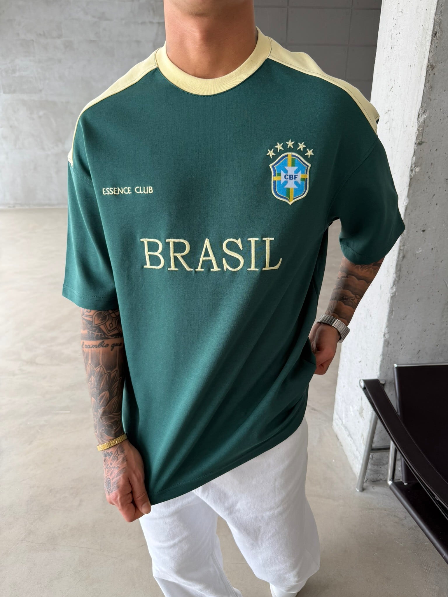 Retro BRASIL Style Basic T-Shirt - Sarı