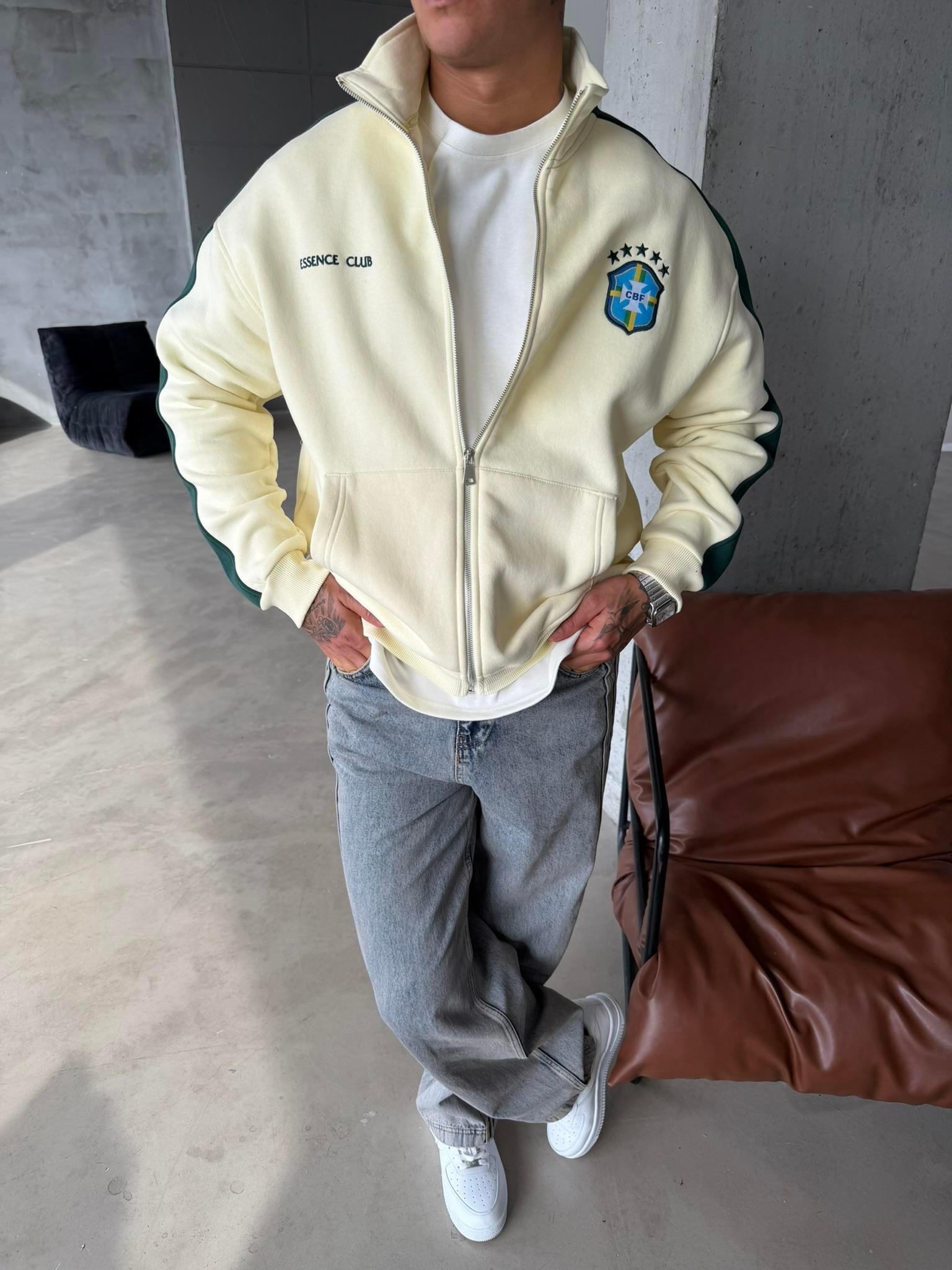 Retro Brazil Style Track Zip - Sarı