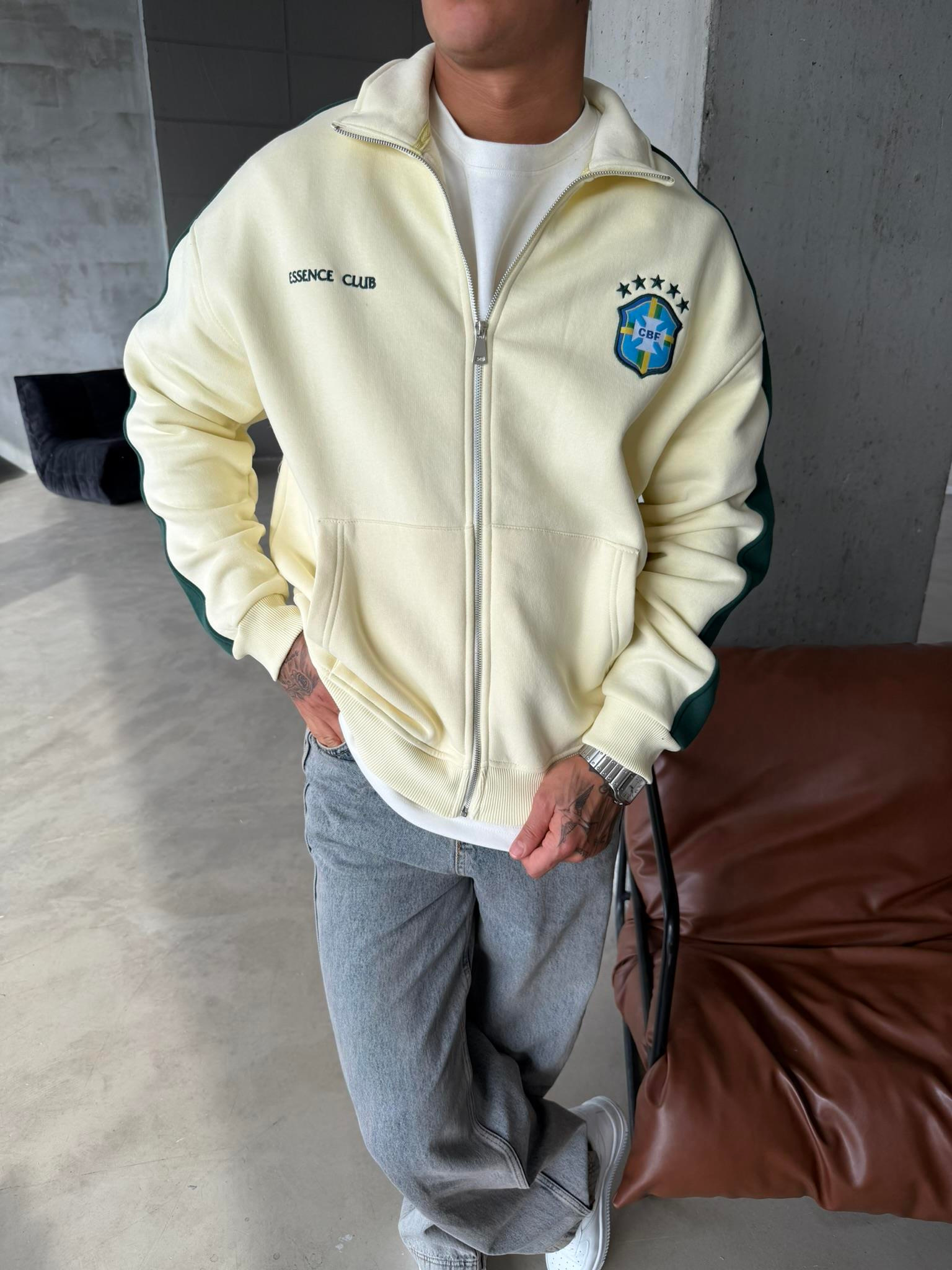 Retro Brazil Style Track Zip - Sarı