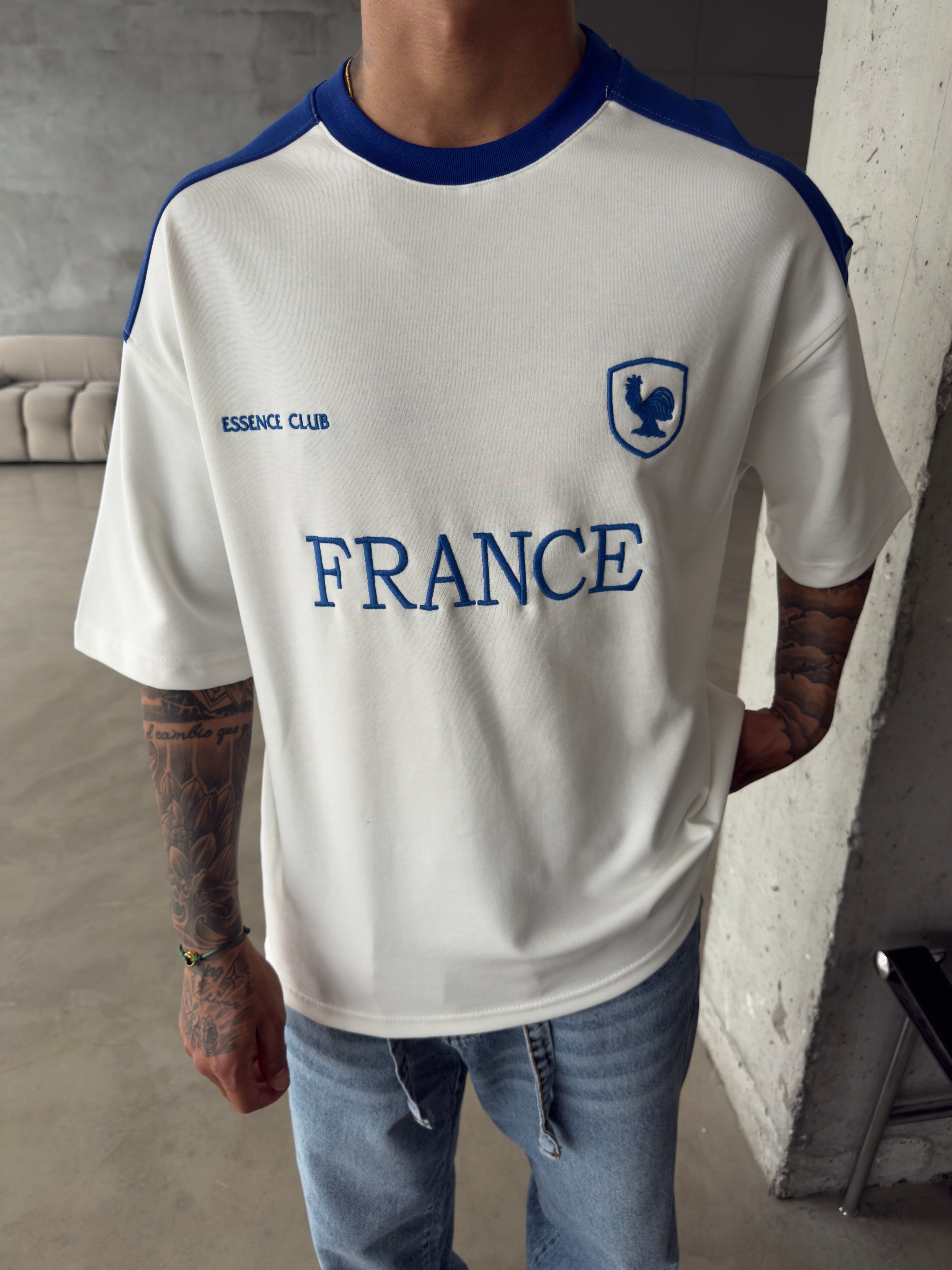 Retro FRANCE Style Basic T-Shirt - Ekru