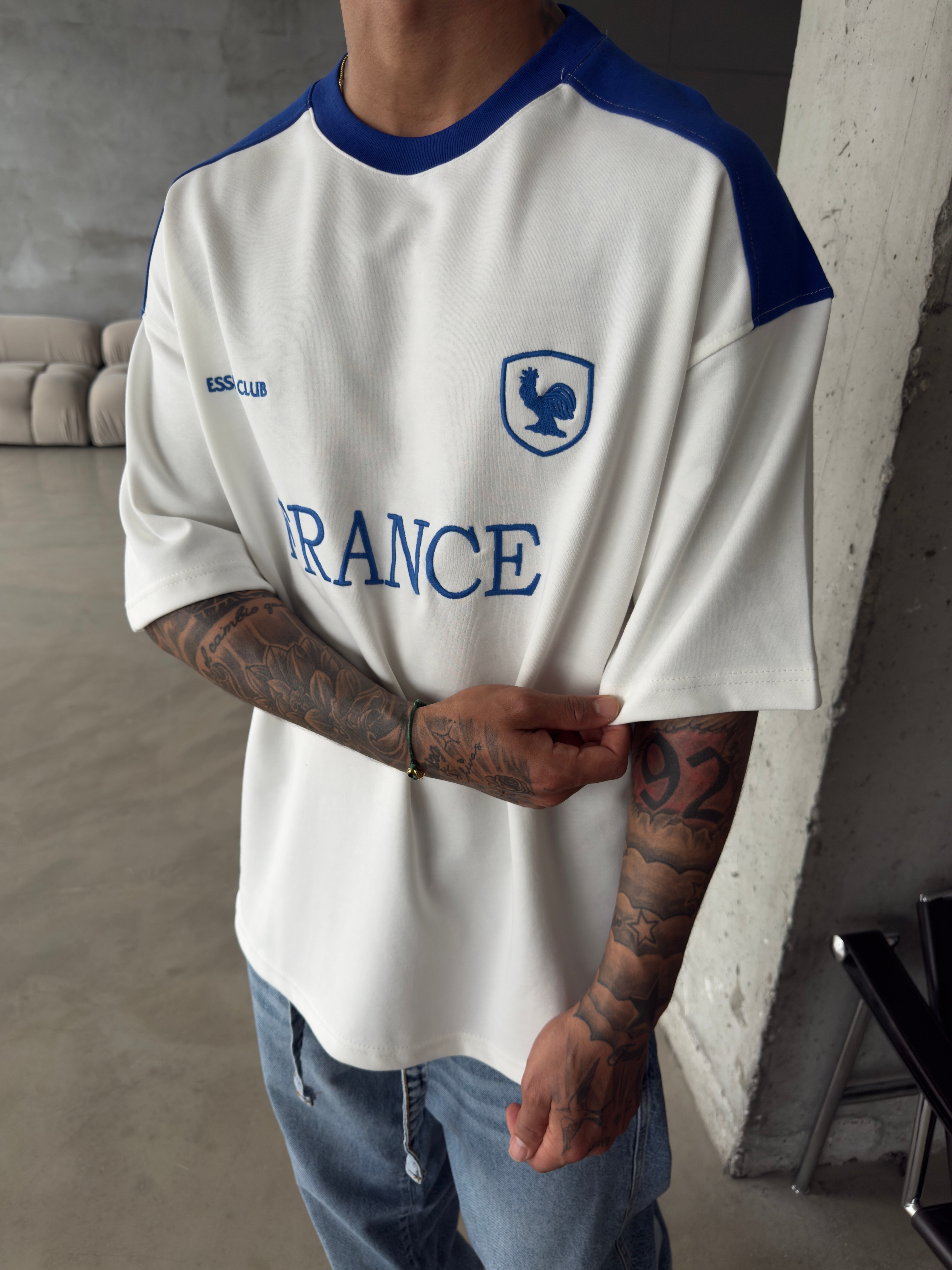 Retro FRANCE Style Basic T-Shirt - Ekru