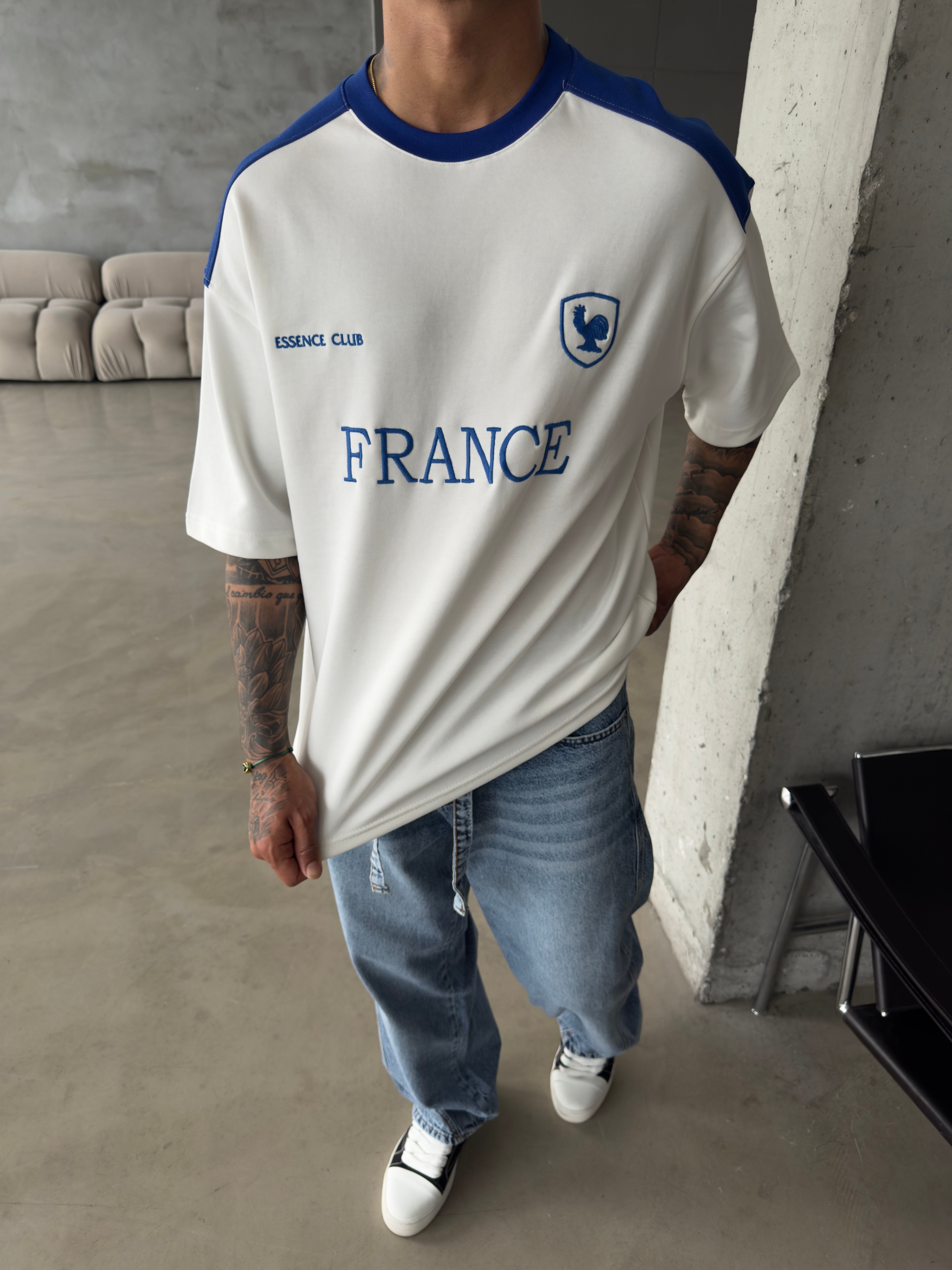 Retro FRANCE Style Basic T-Shirt - Ekru