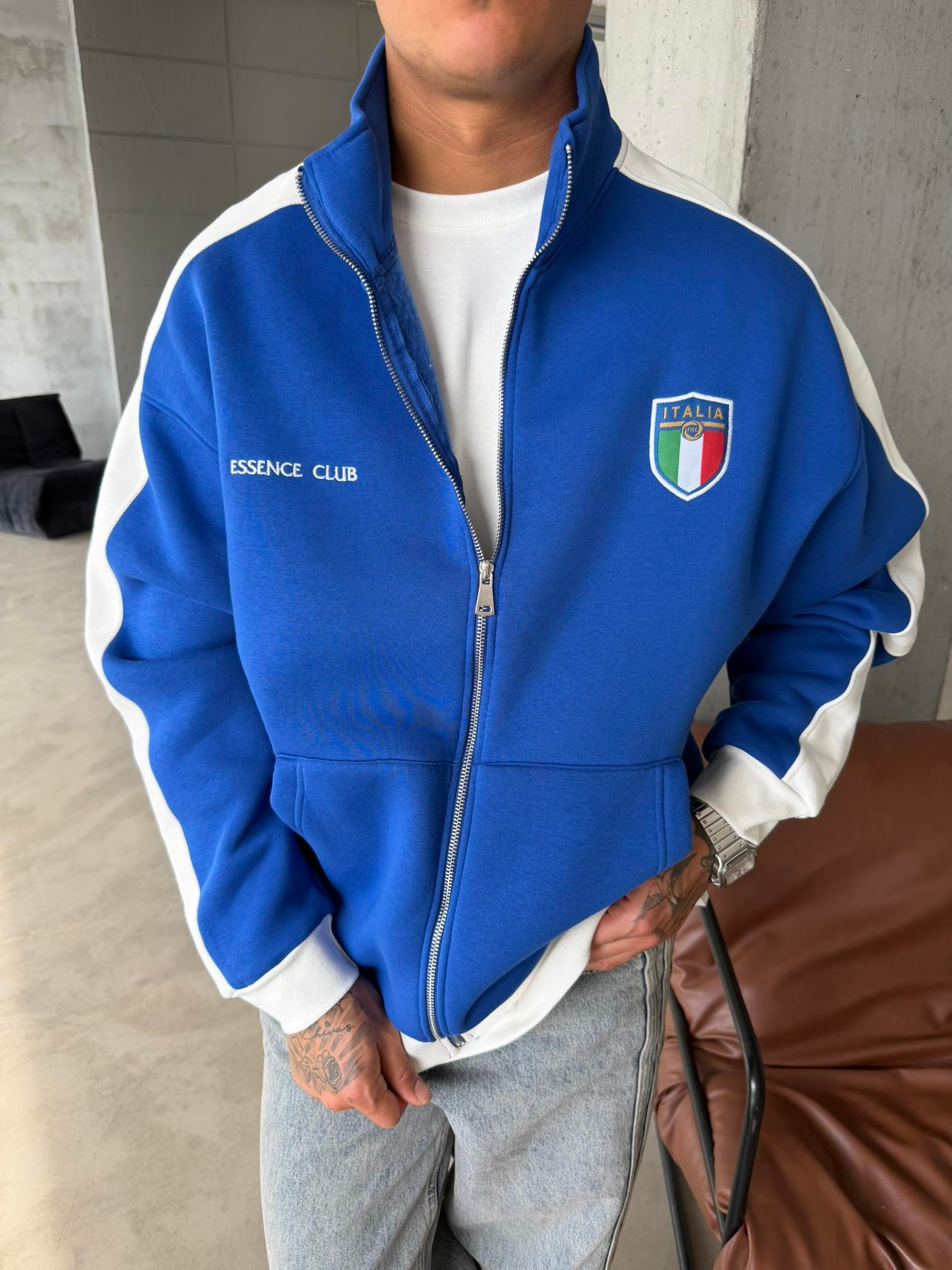 Retro Italia Style Track Zip - Mavi