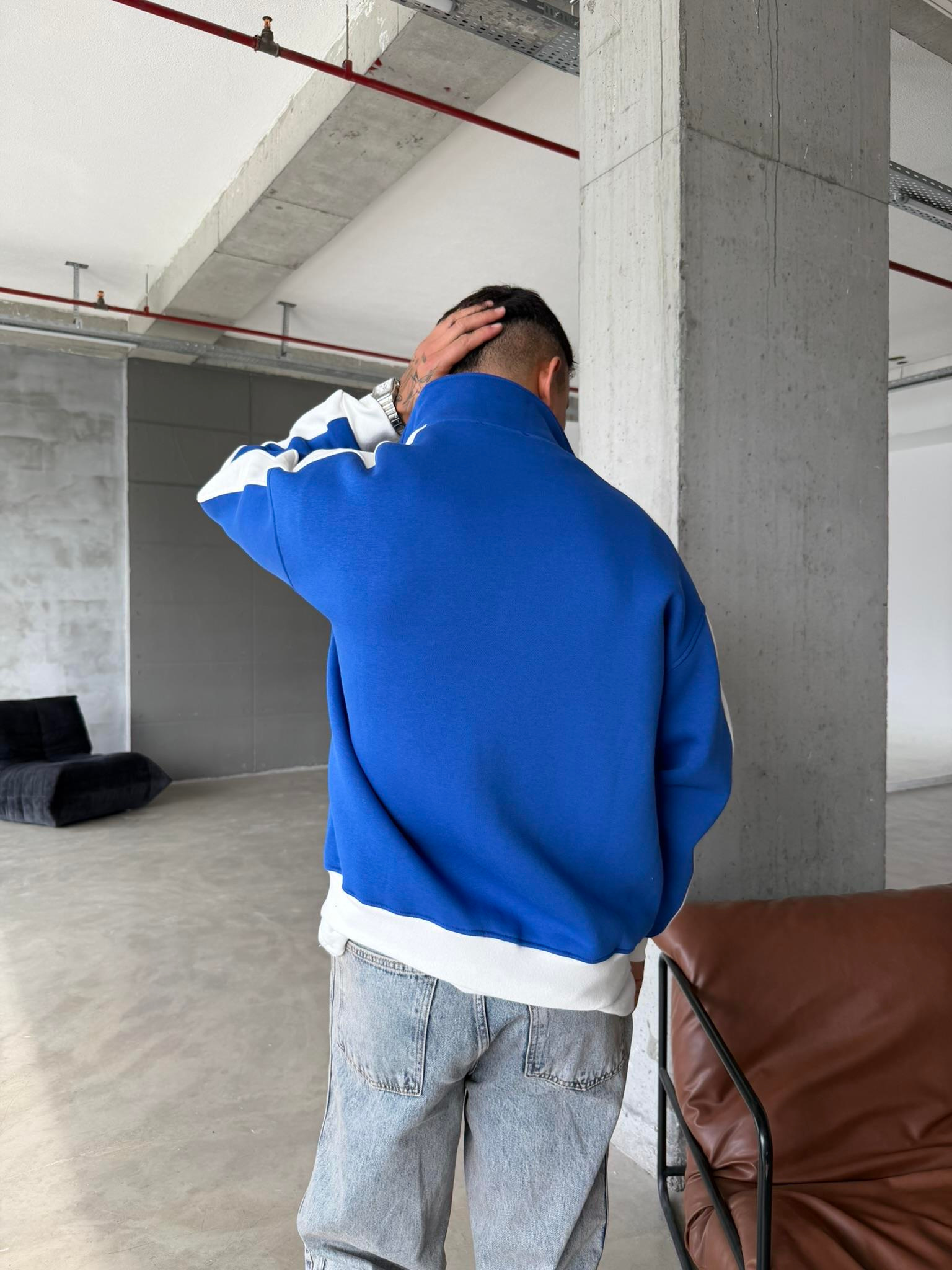 Retro Italia Style Track Zip - Mavi