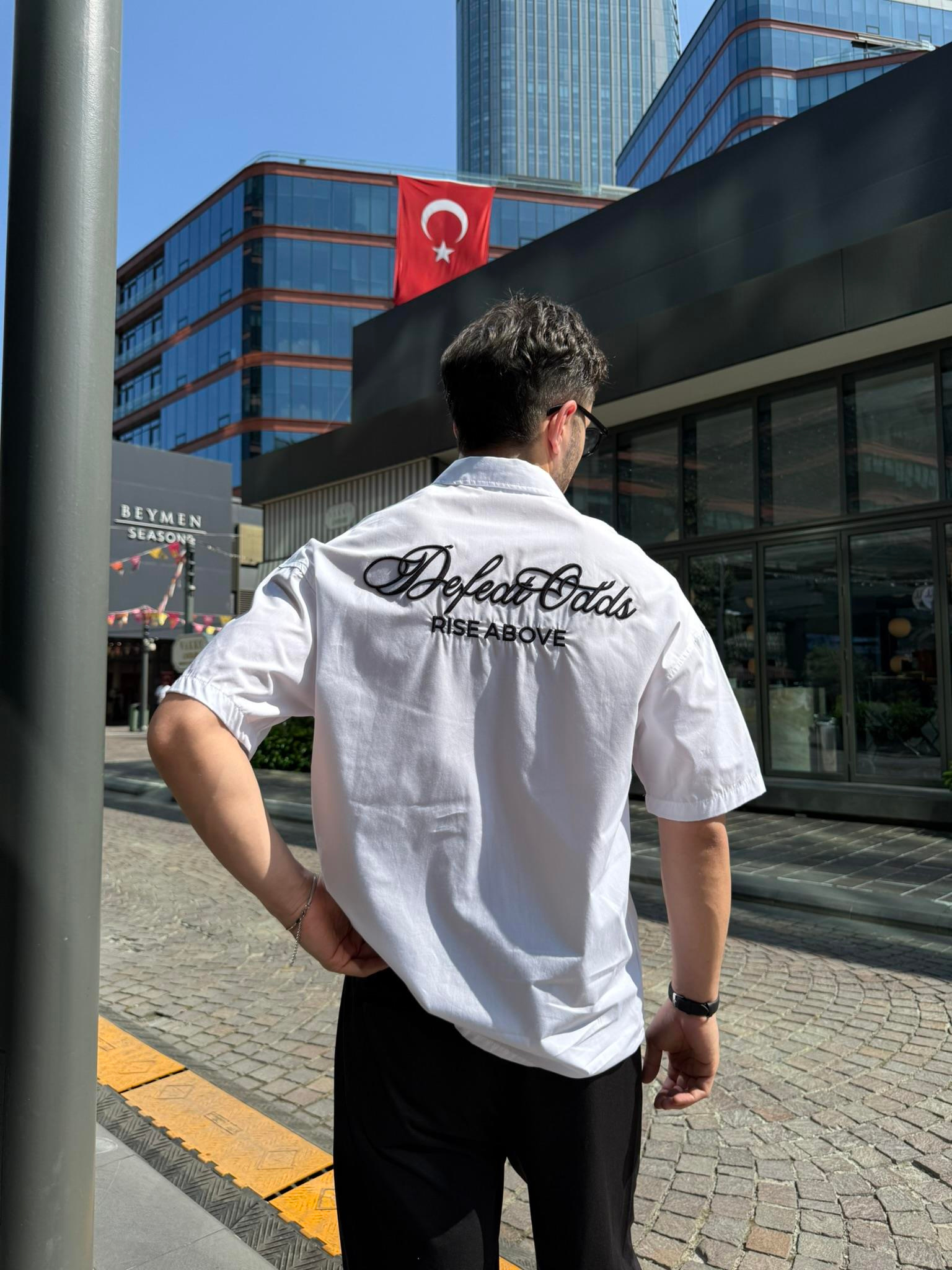 Rıse Above Nakışlı Gömlek - Beyaz