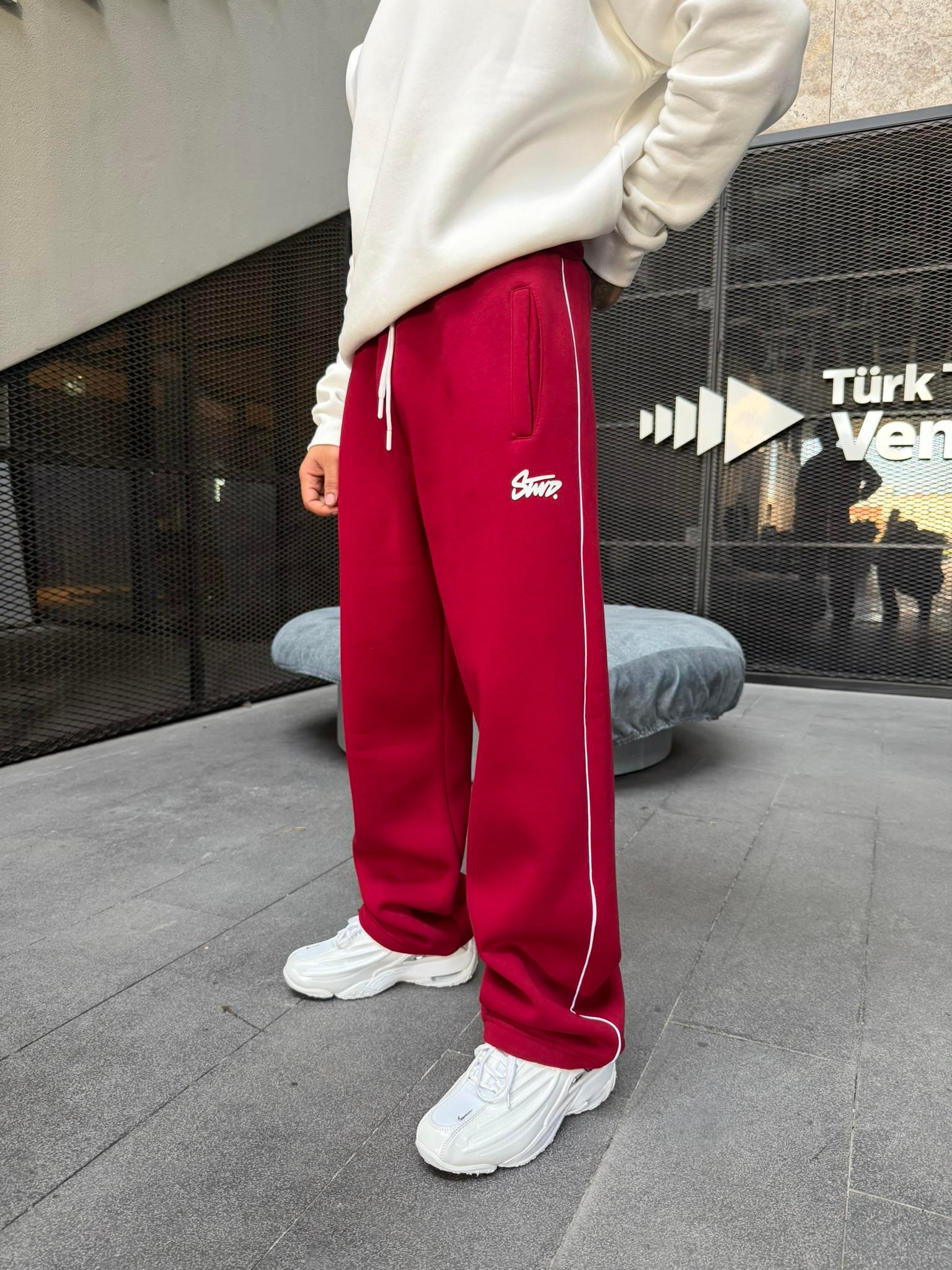 Şerit Detaylı SW Baggy Eşofman - Bordo
