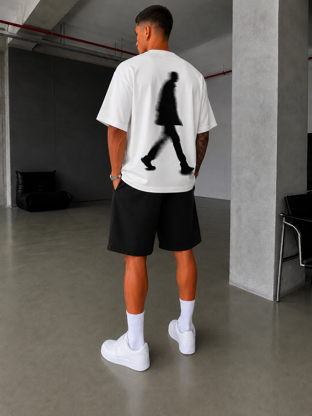 Shdow Wal Baskılı Acid Yıkama T-Shirt