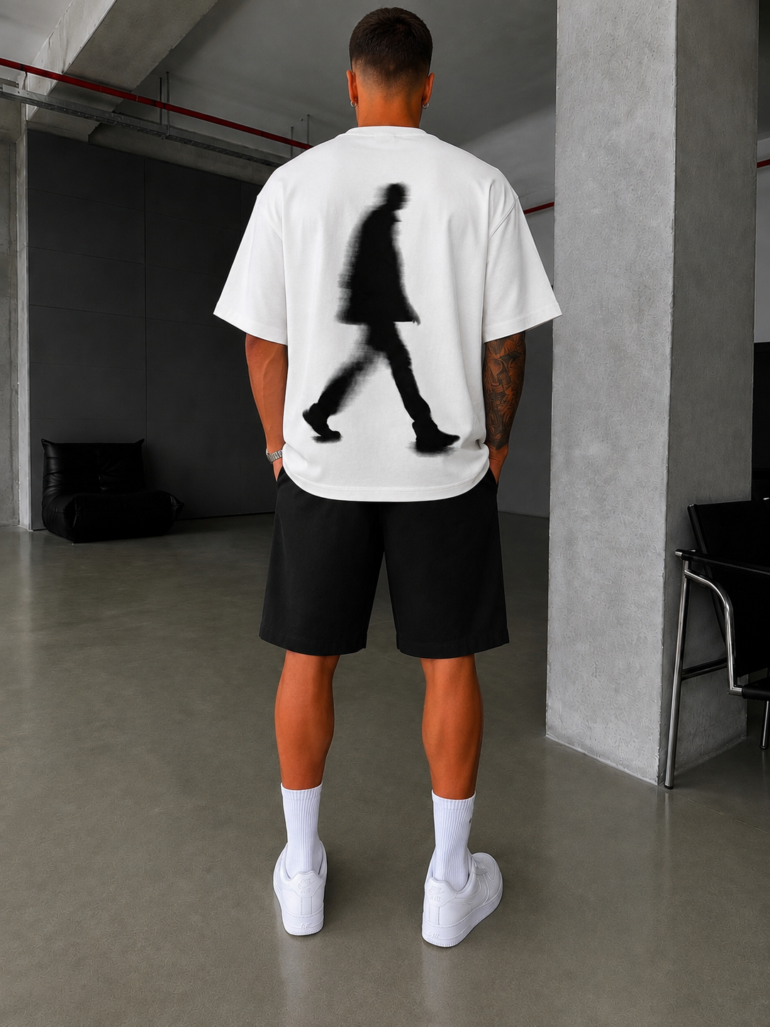 Shdow Wal Baskılı Acid Yıkama T-Shirt