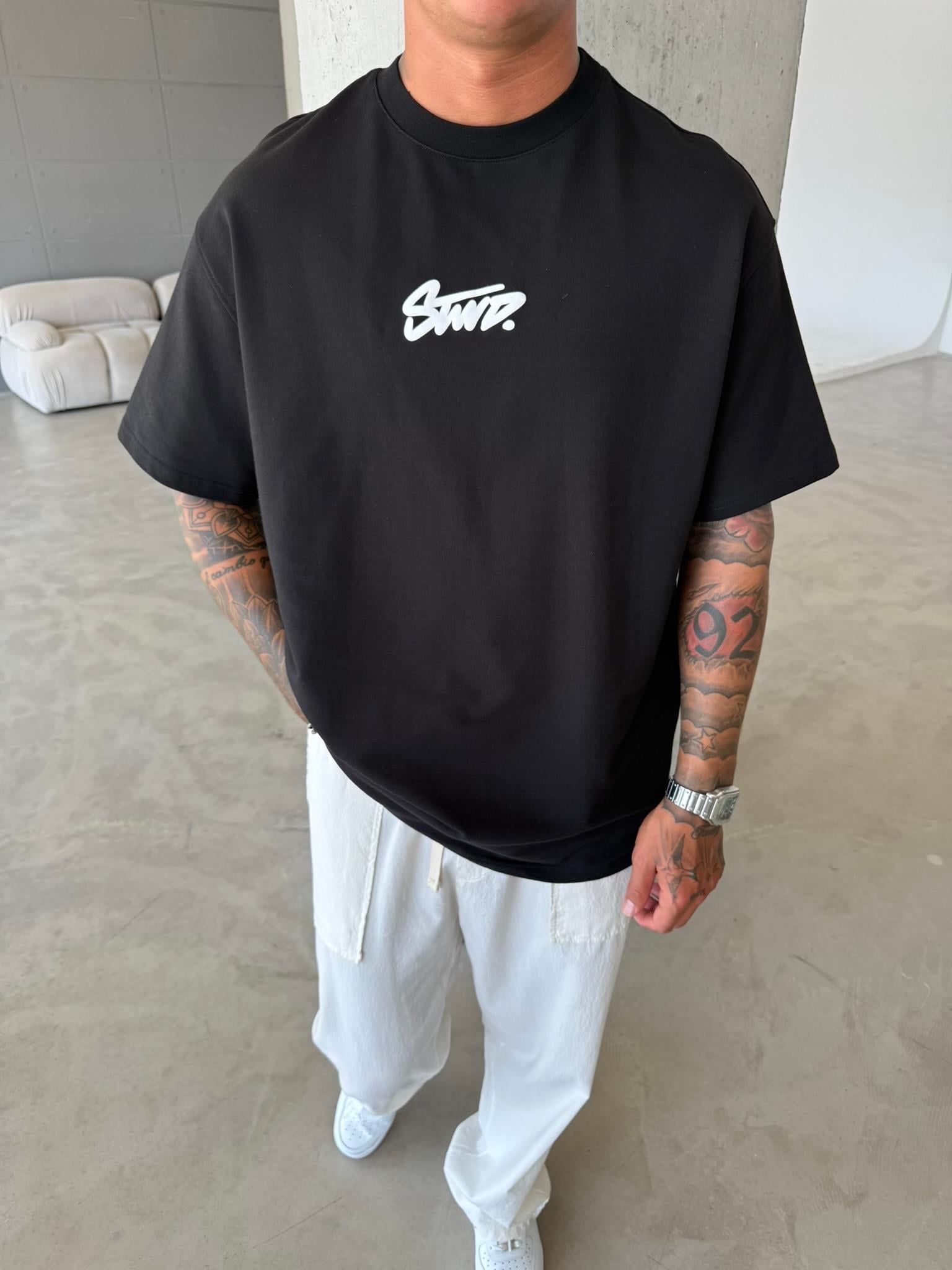 Sırt Baskılı Stwd T-Shirt -  Siyah