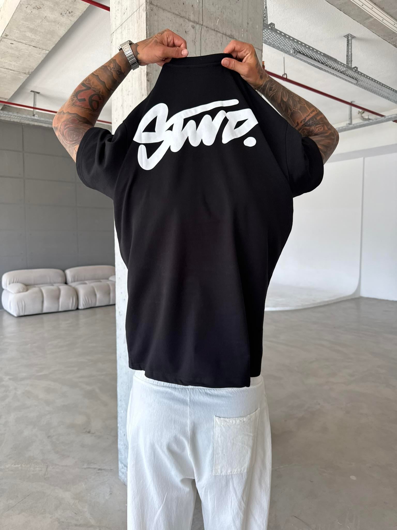 Sırt Baskılı Stwd T-Shirt -  Siyah
